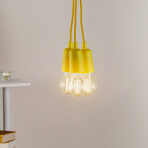 Suspension Brasil jaune à trois lampes