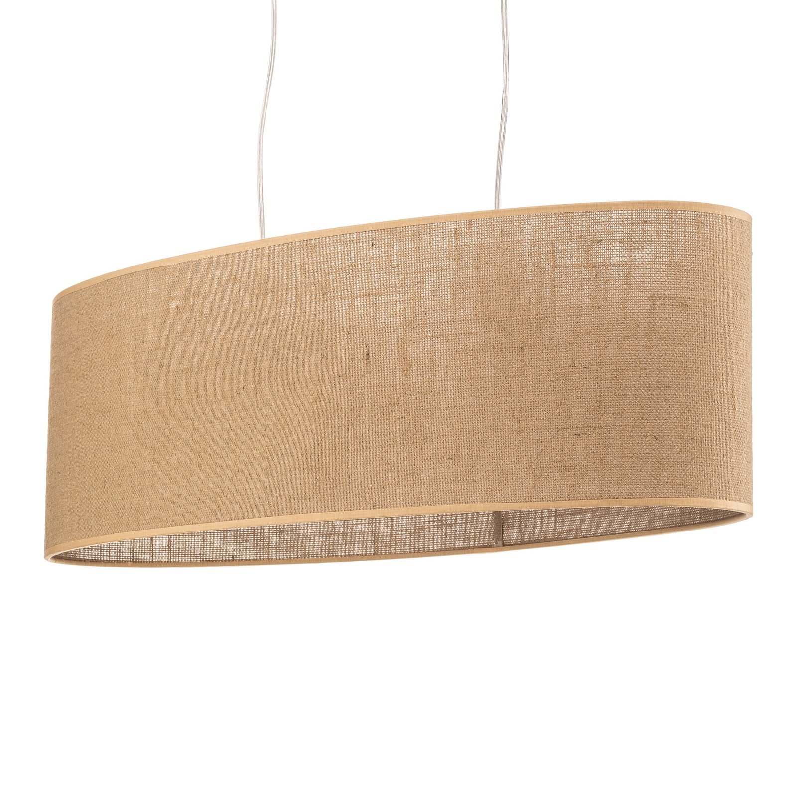 Jute pendant light with an oval jute lampshade