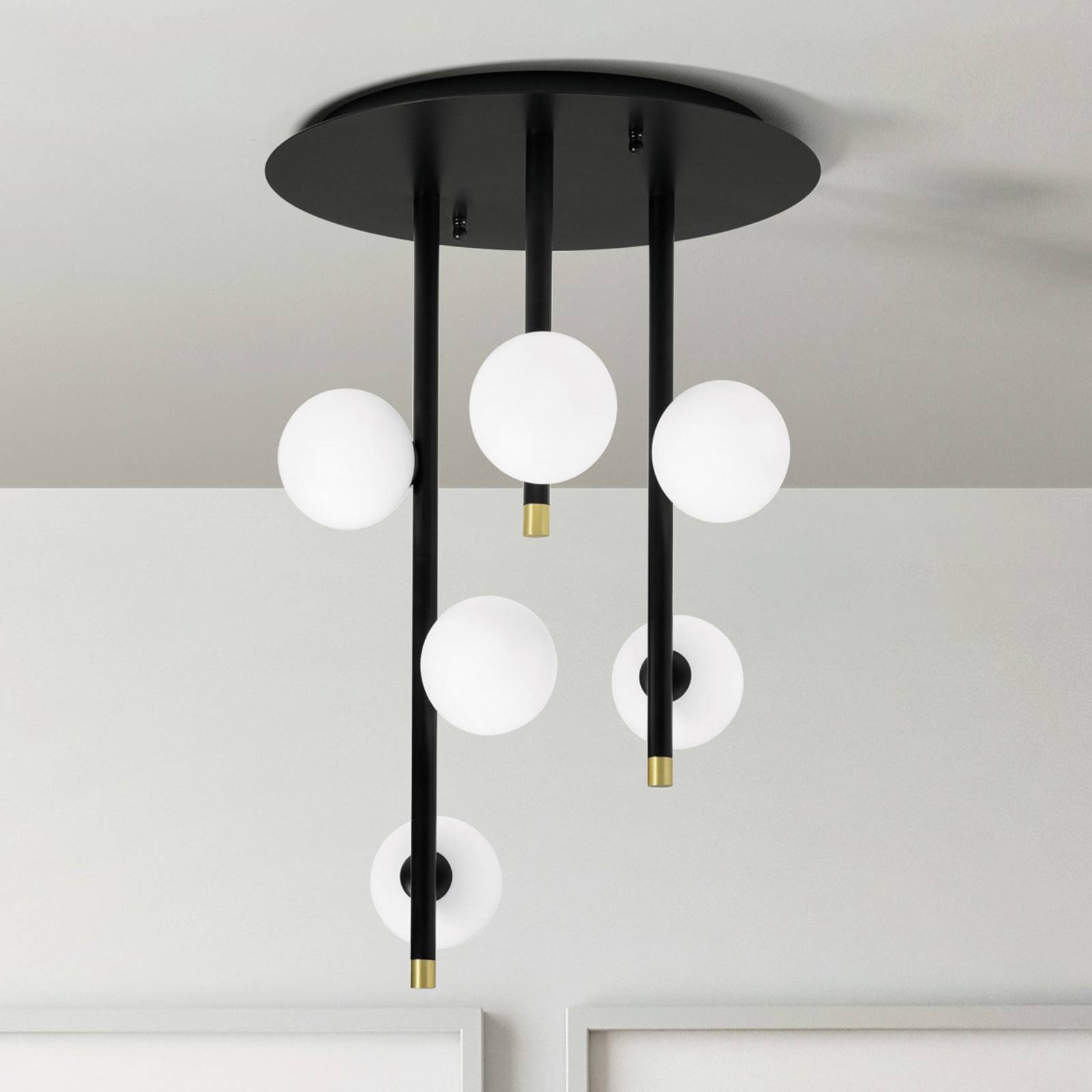 Plafondlamp Pomì met zes glasbollen