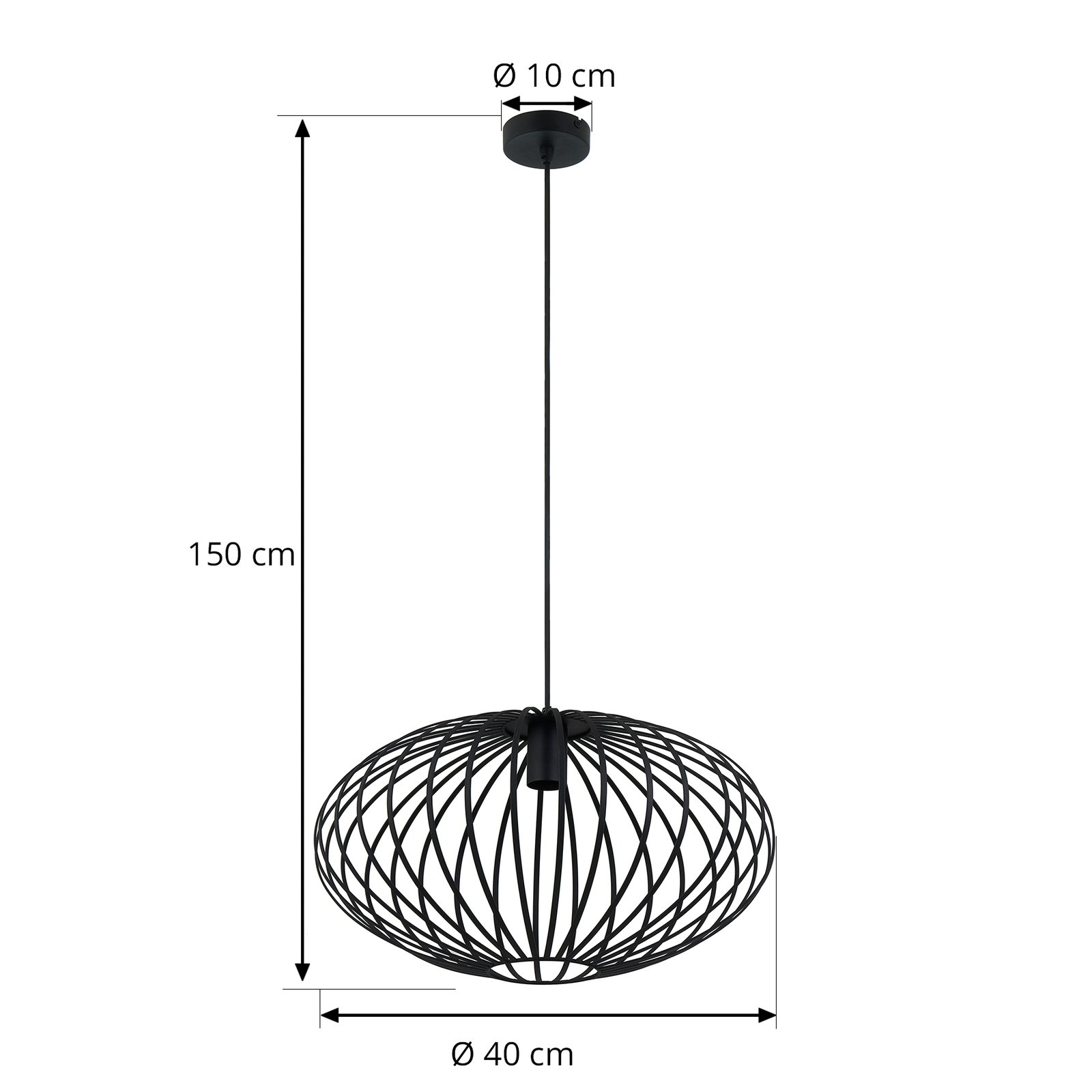 Lindby hanglamp Maivi, zwart, 50 cm, ijzer, kooi