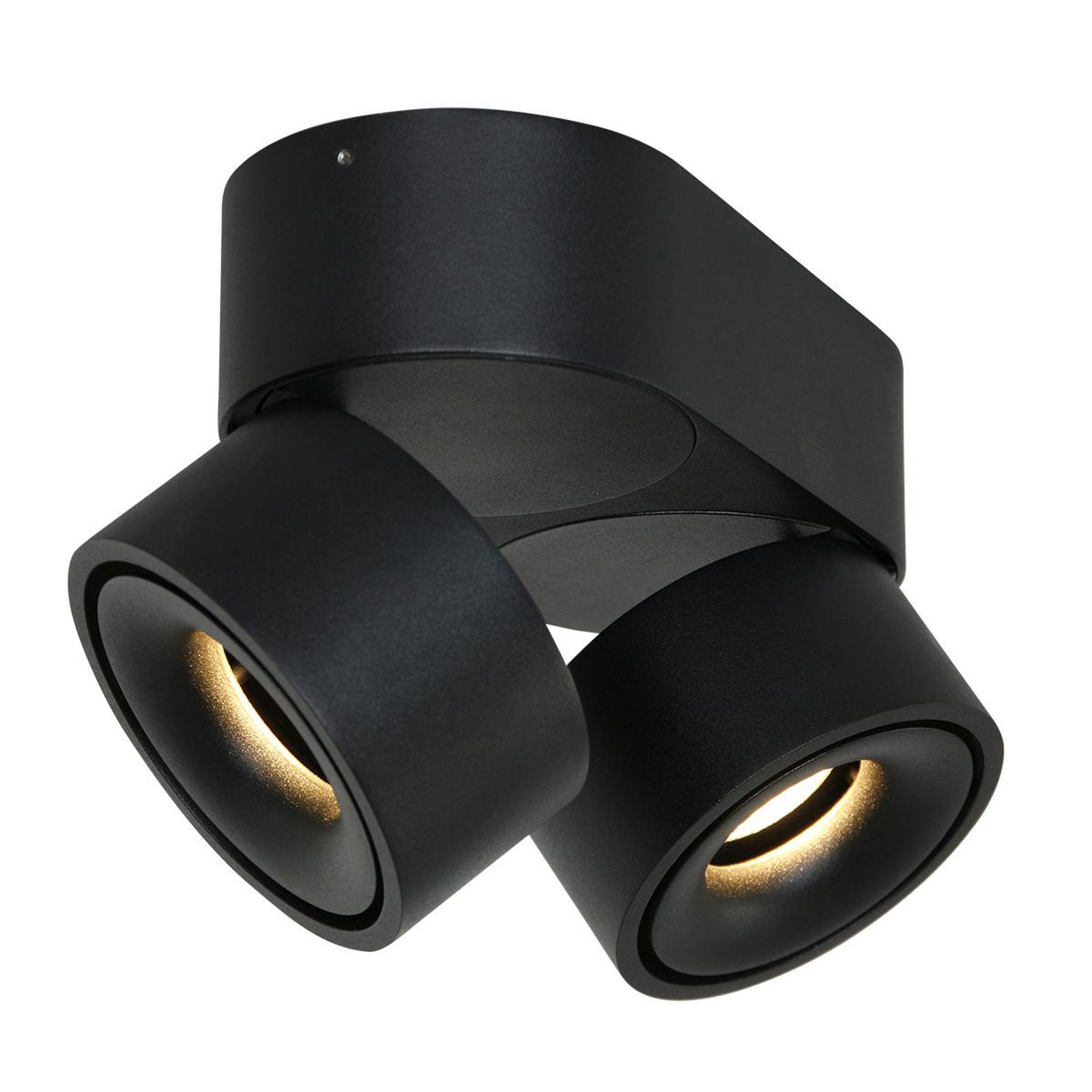 LED ceiling spotlight Fez, black, 2-bulb, metal, swivelling