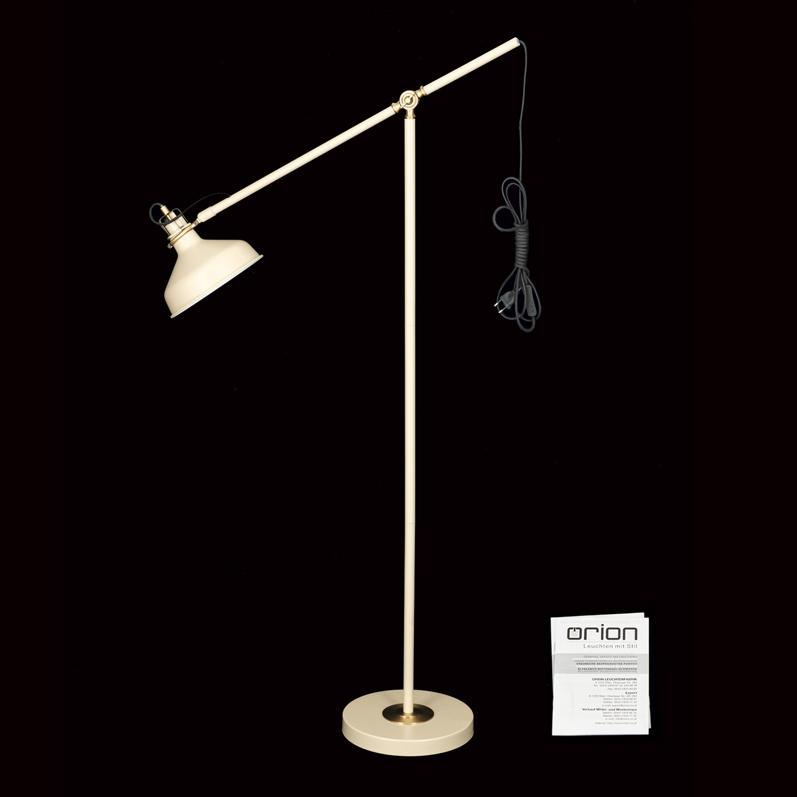 Lampa podłogowa Schiller, khaki, metal, 153 cm wysokości, regulowana