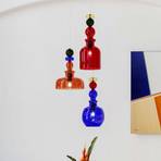 Lampa wisząca Kare Mazzo Tre, szkło multicolor, 3-punktowa