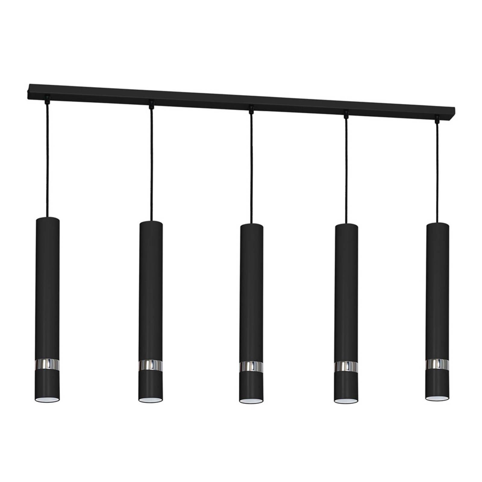 Suspension Joker noire/argentée à cinq lampes