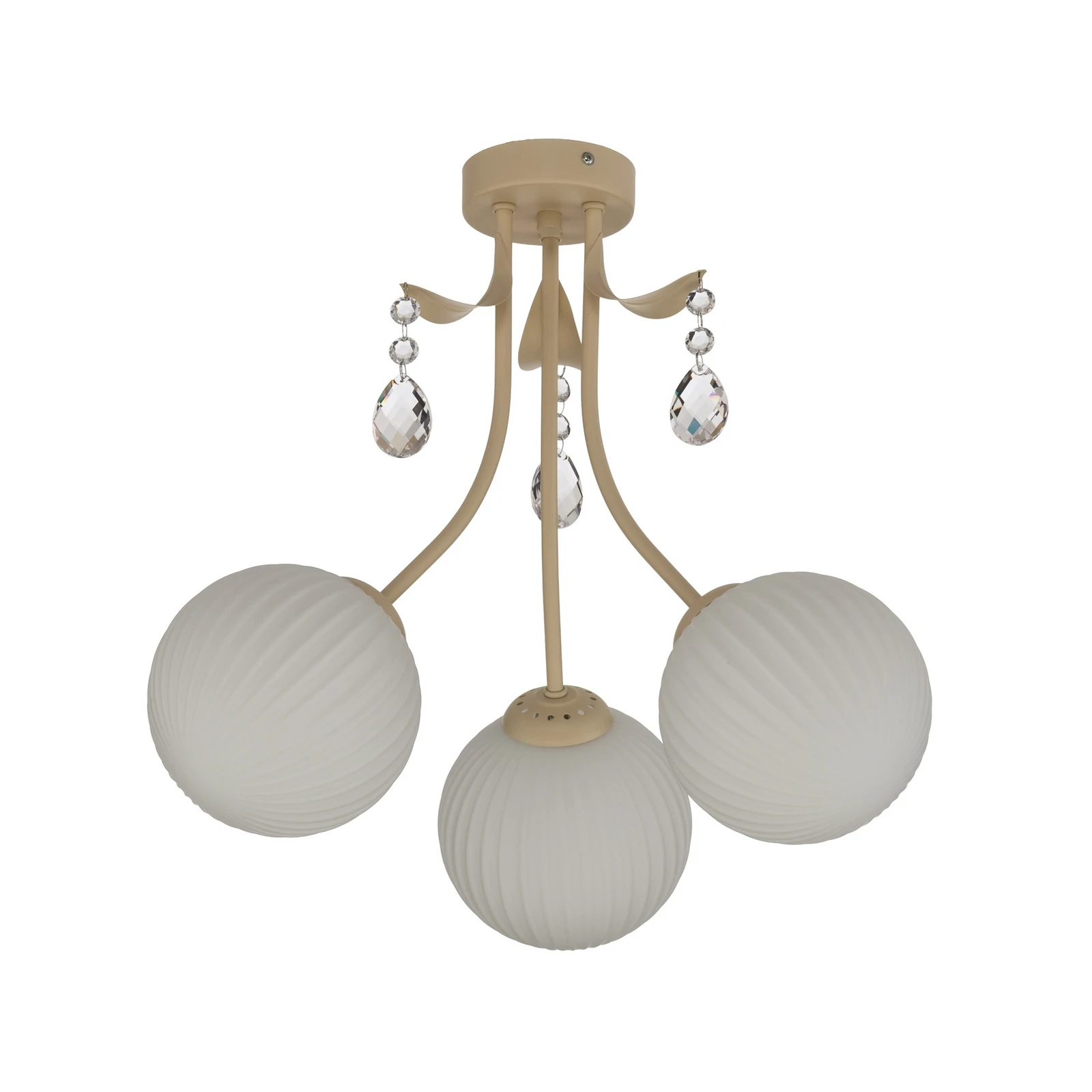Plafonnier Celeste, taupe, Ø 40 cm, métal, à 3 lampes