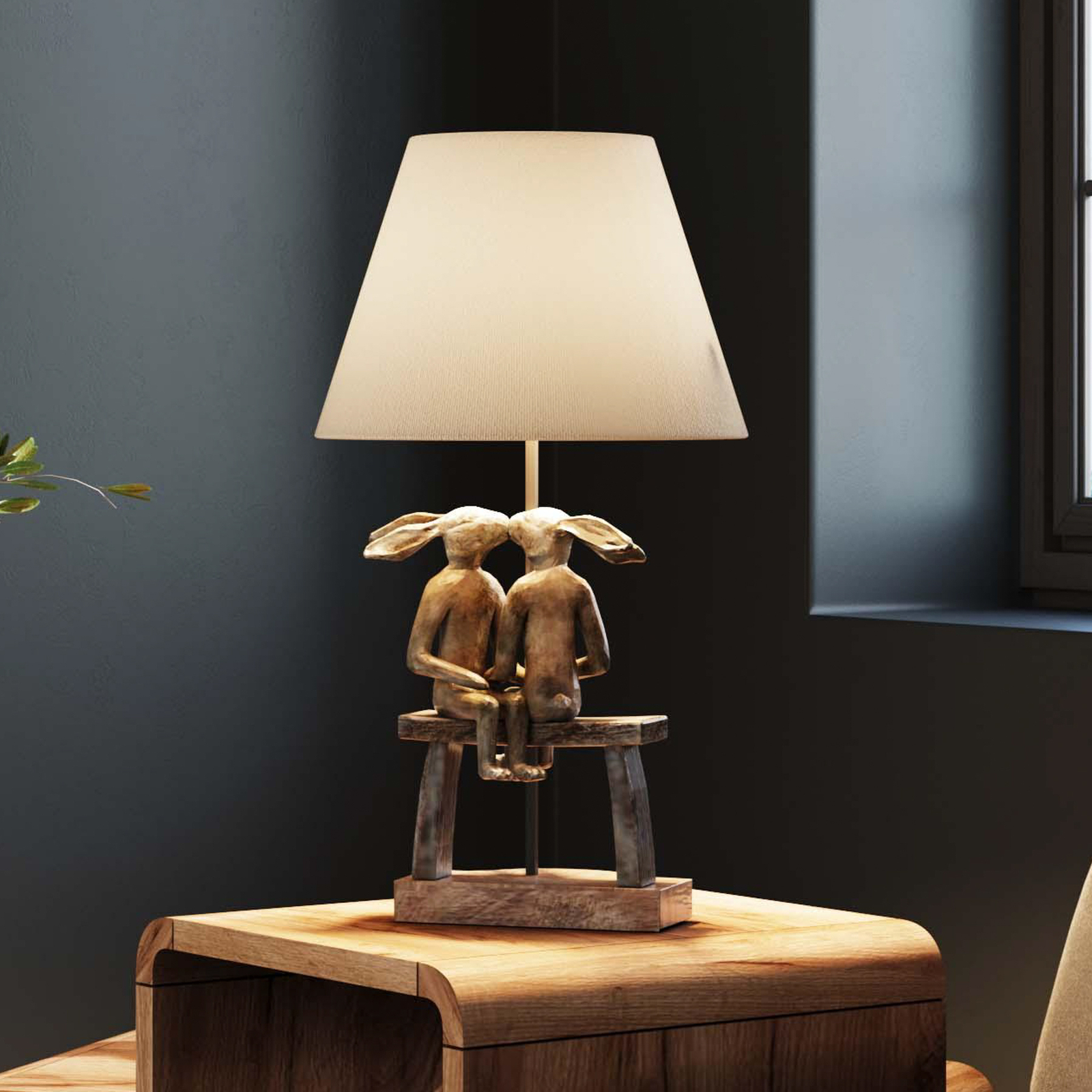 Stolná lampa KARE Animal Bunny Love, hnedá, výška 53 cm