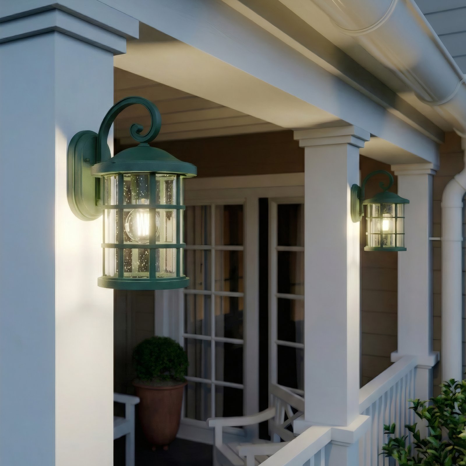 Lindby Außenwandlampe Ankea, grün, Höhe 37 cm, IP23, E27