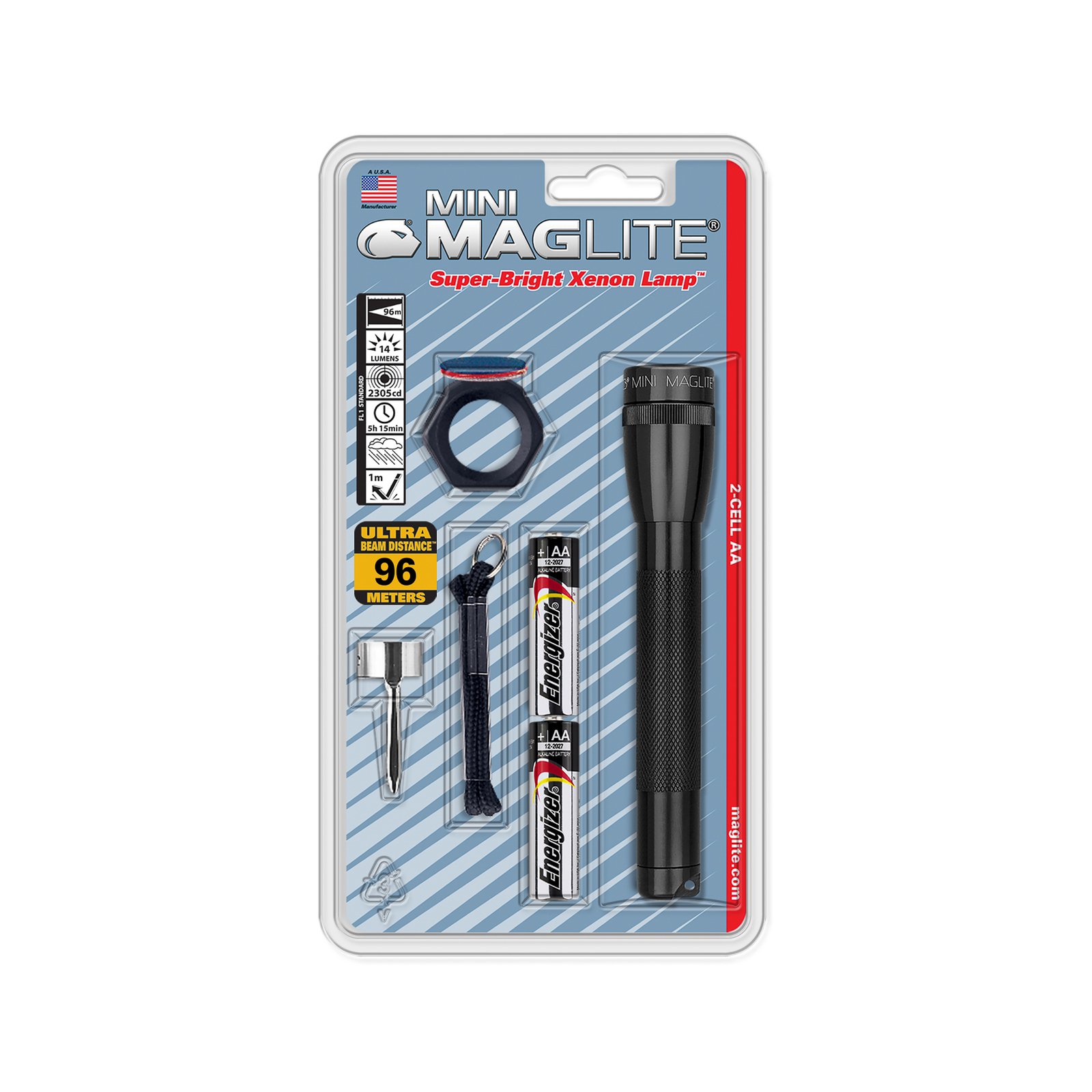 Maglite zaklamp Mini, 2 Cell AA, Combo, zwart