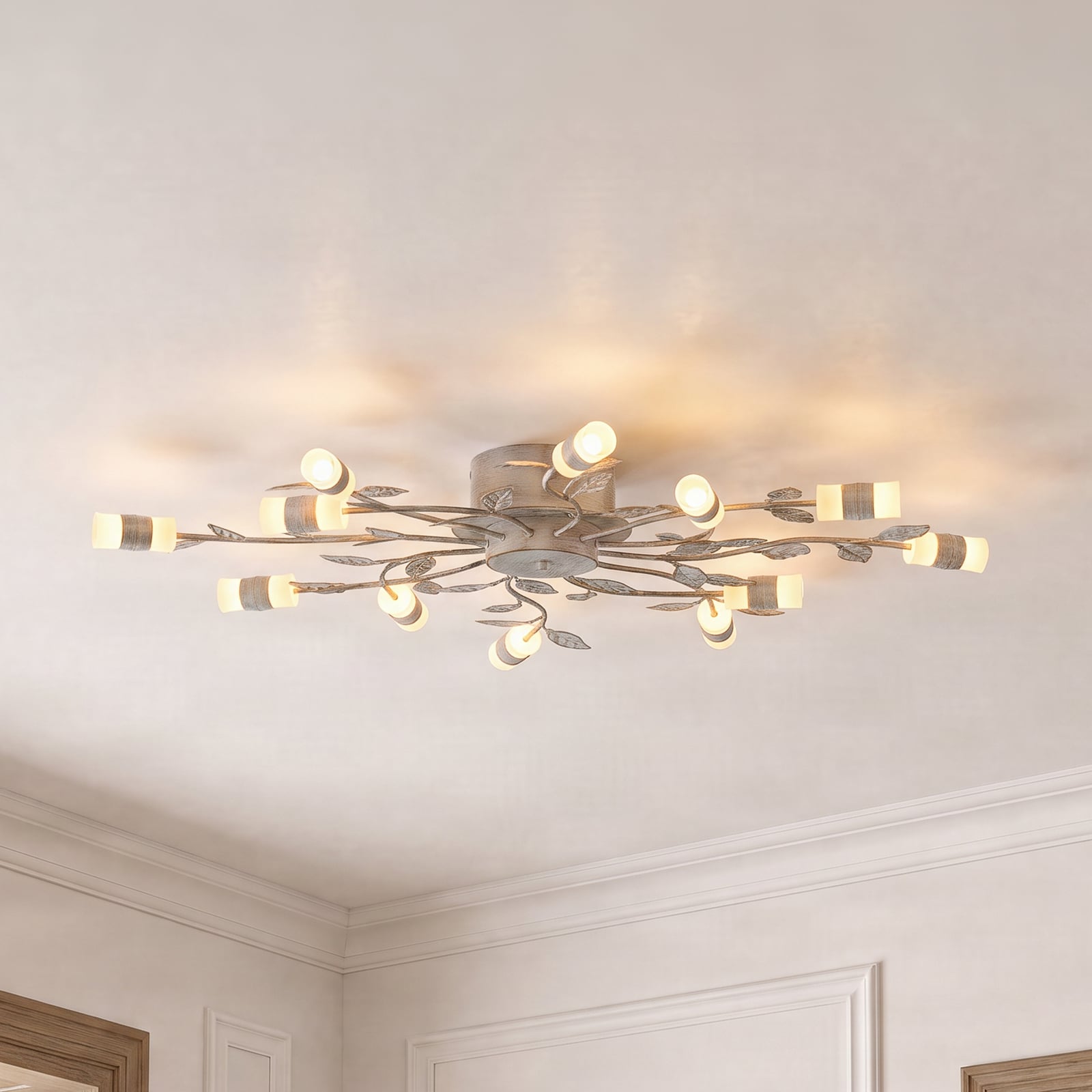Plafonnier LED Lindby Bolonia, laiton/blanc, Ø 80 cm