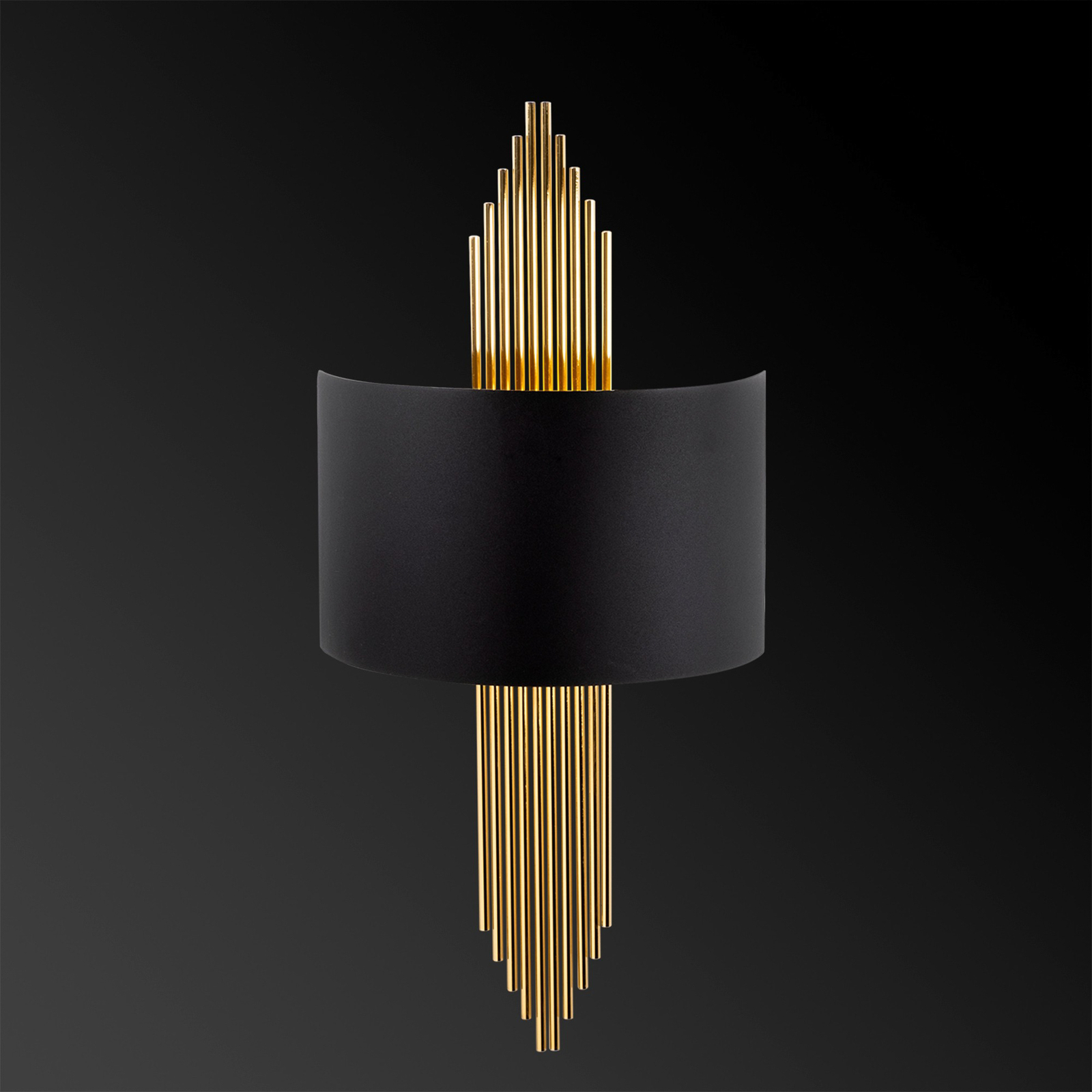 Sienas lampa 616-A, melna ar zelta stieņiem