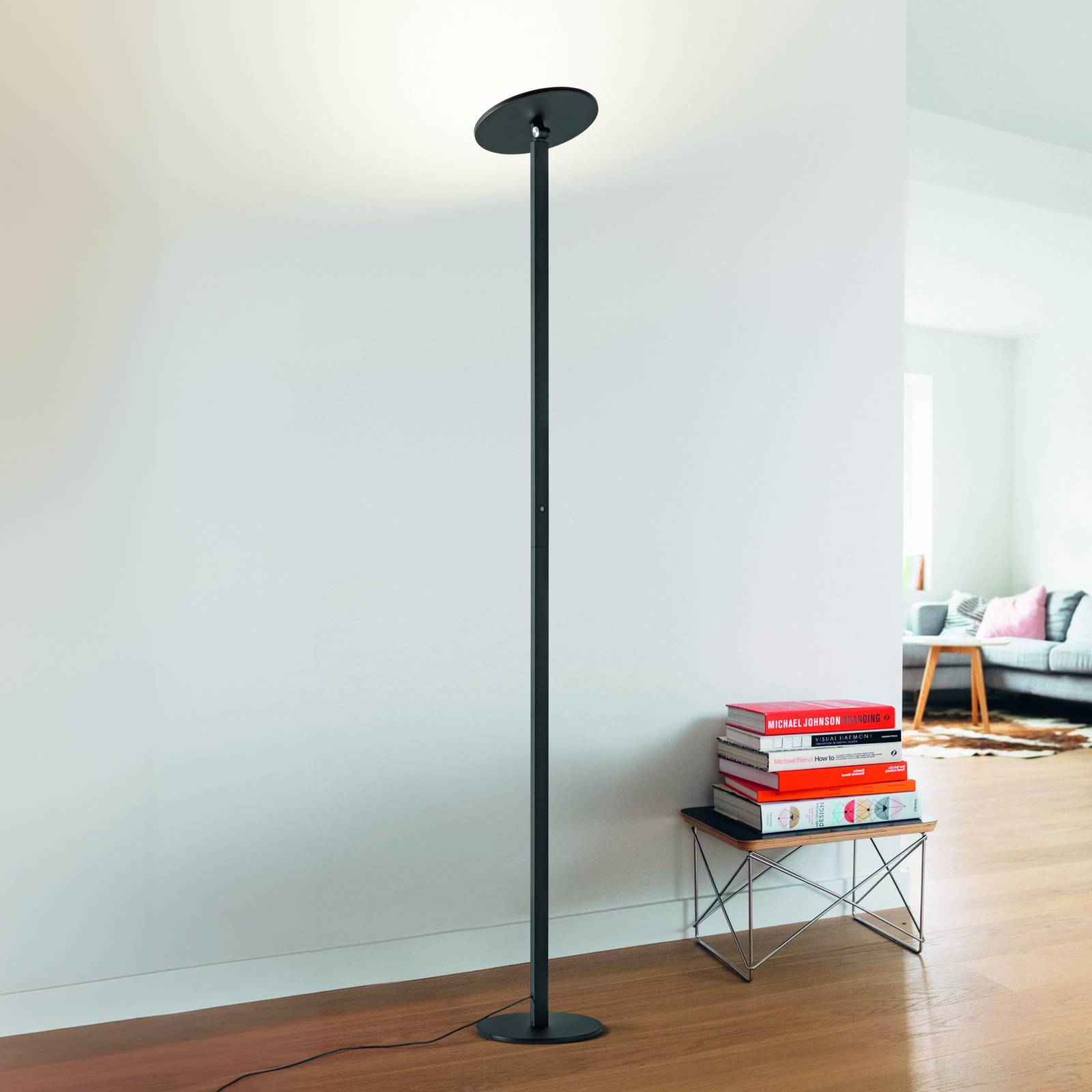 Lampa stojąca LED Regina, czarna, CCT, ściemniana, wysokość 180 cm