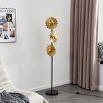Lindby Senmia floor lamp in gold, 3-bulb