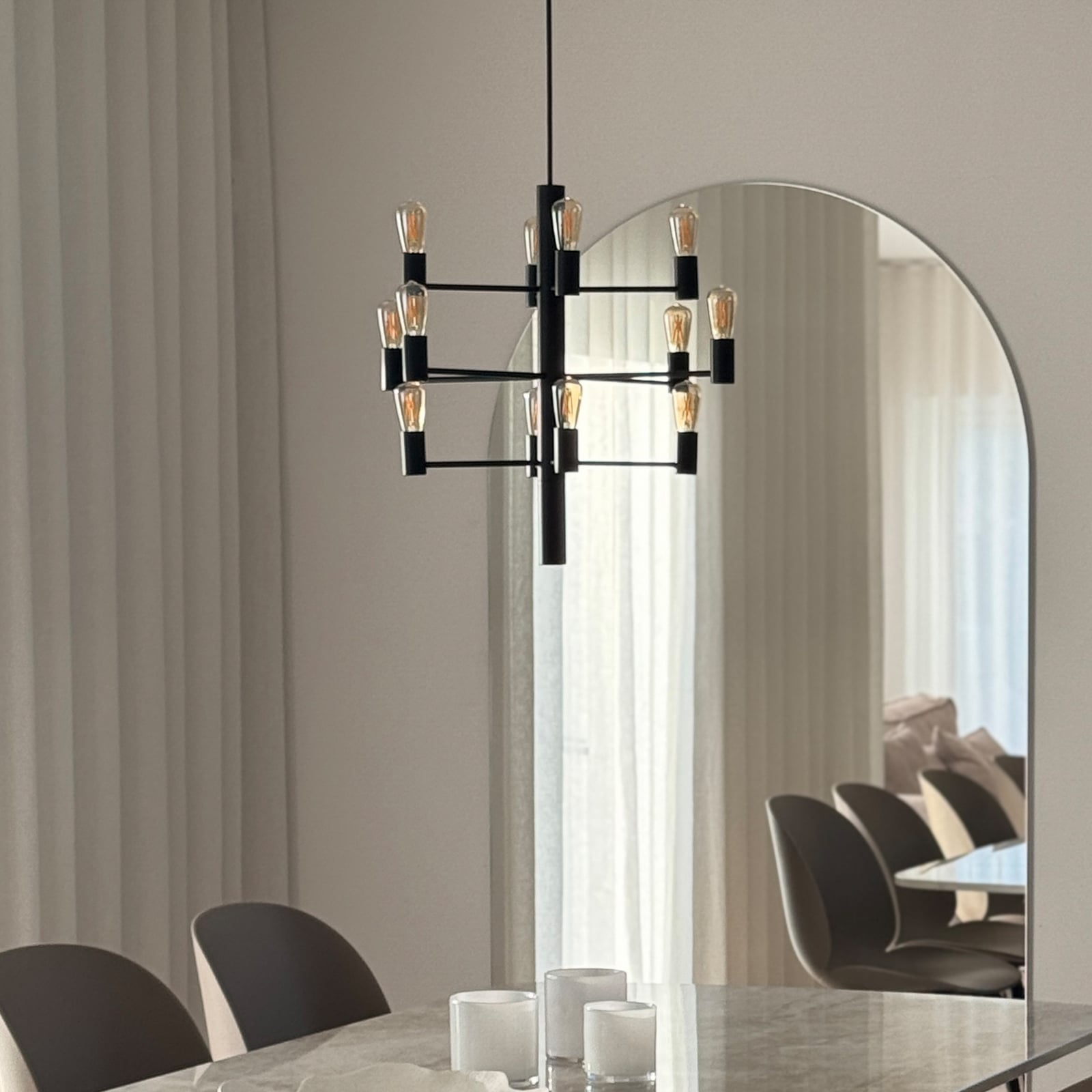 Manola 12 Lustre Noir Dimmable LED - Herstal