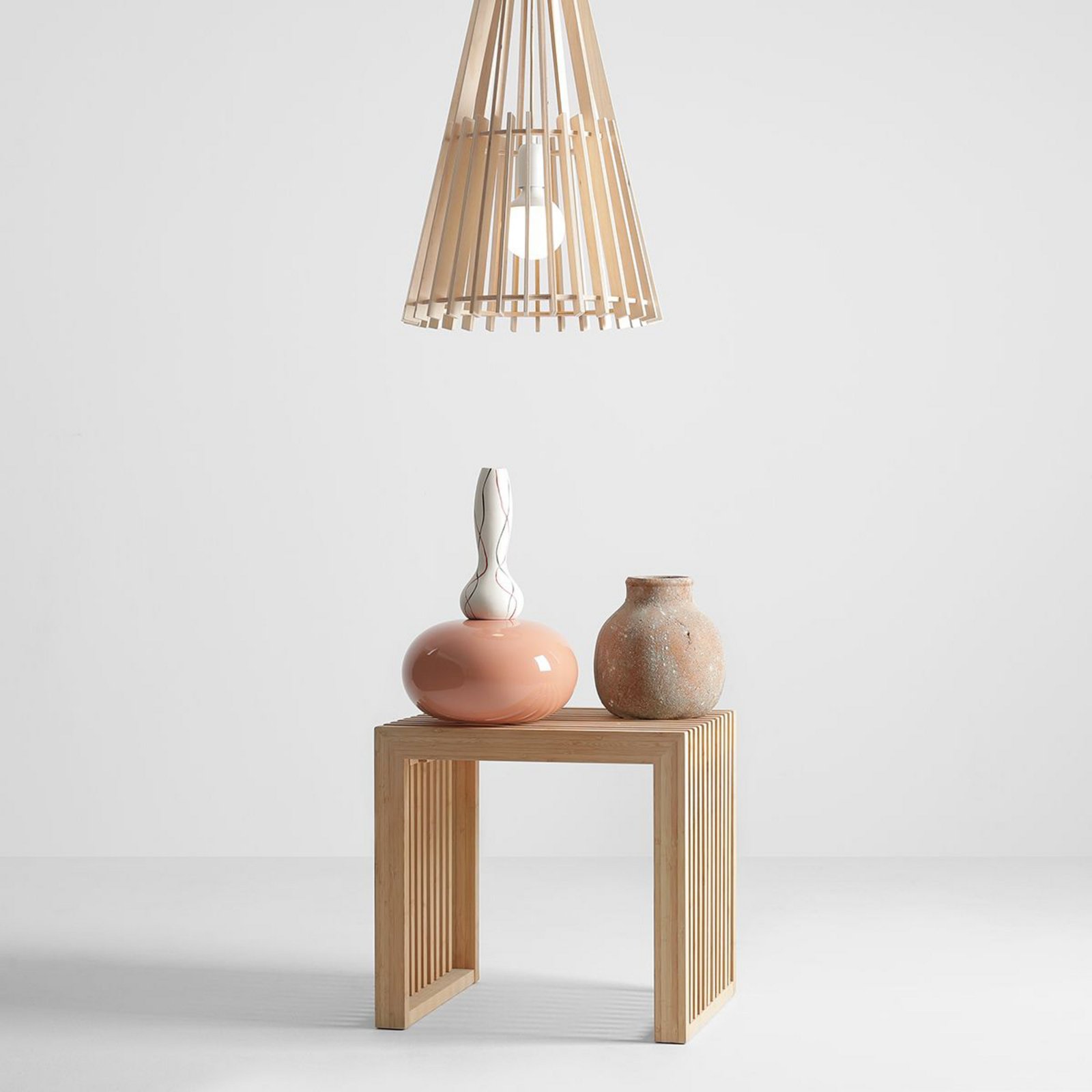 Envostar Lohr hanging light, wood, conical Ø 39 cm