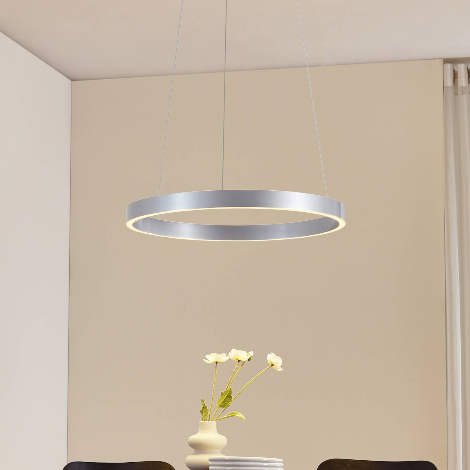 Lucande LED-Hängeleuchte Yonam, Ø 60 cm, 1-flg., alu, CCT günstig online kaufen