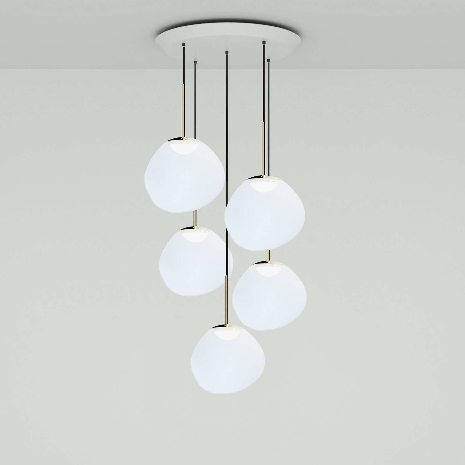 Tom Dixon Melt Pendant System Mini Round, opálová/zlatá barva