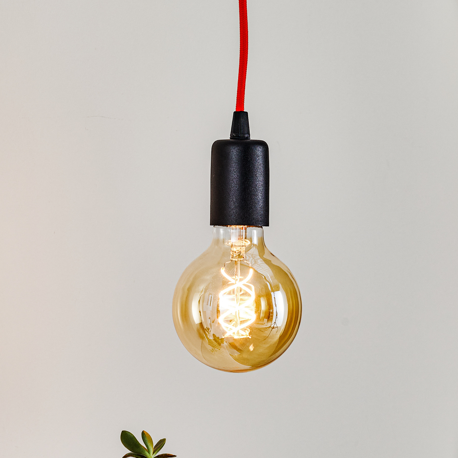 Communistisch borstel Alert Hanglamp Simple, zwart, kabel oranje | Lampen24.be