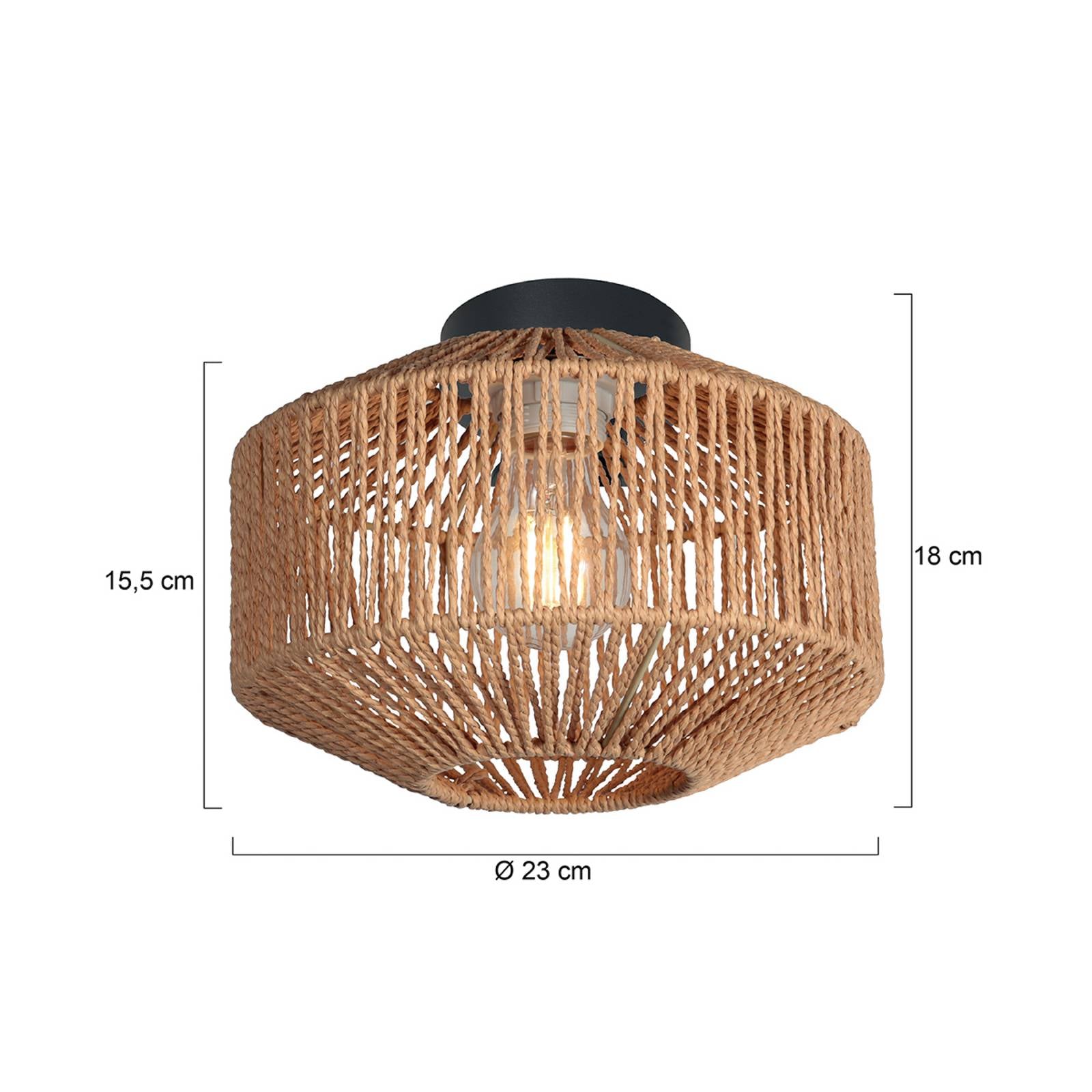 Anne Light Plafonnier Bloeba, noir, câble marron, Ø 23 cm