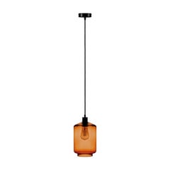 Lámpara colgante Tube con pantalla de cristal ámbar Ø 17 cm
