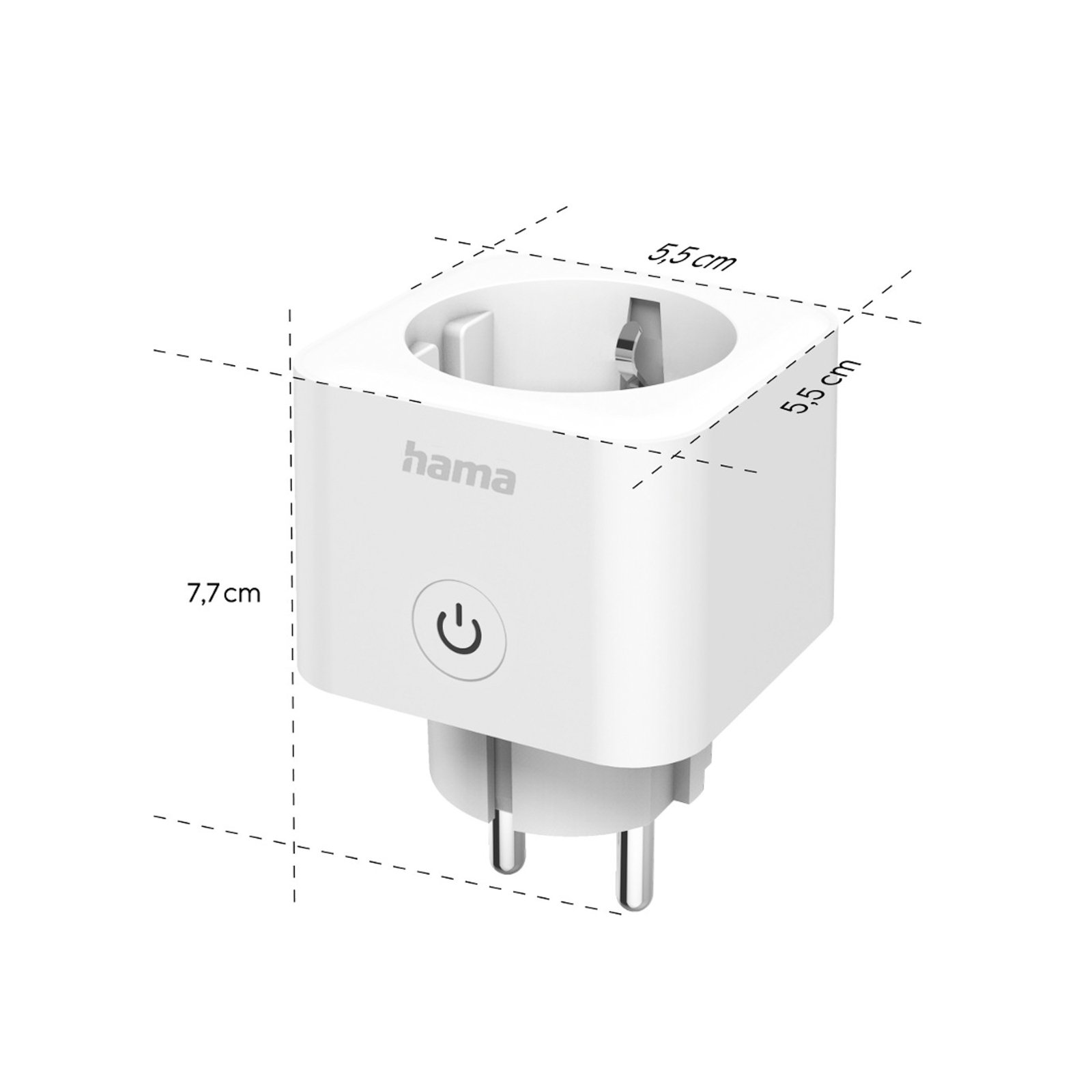 Hama WLAN wandcontactdoos Smart, elektriciteitsmeter, Matter, wit, 3,680W