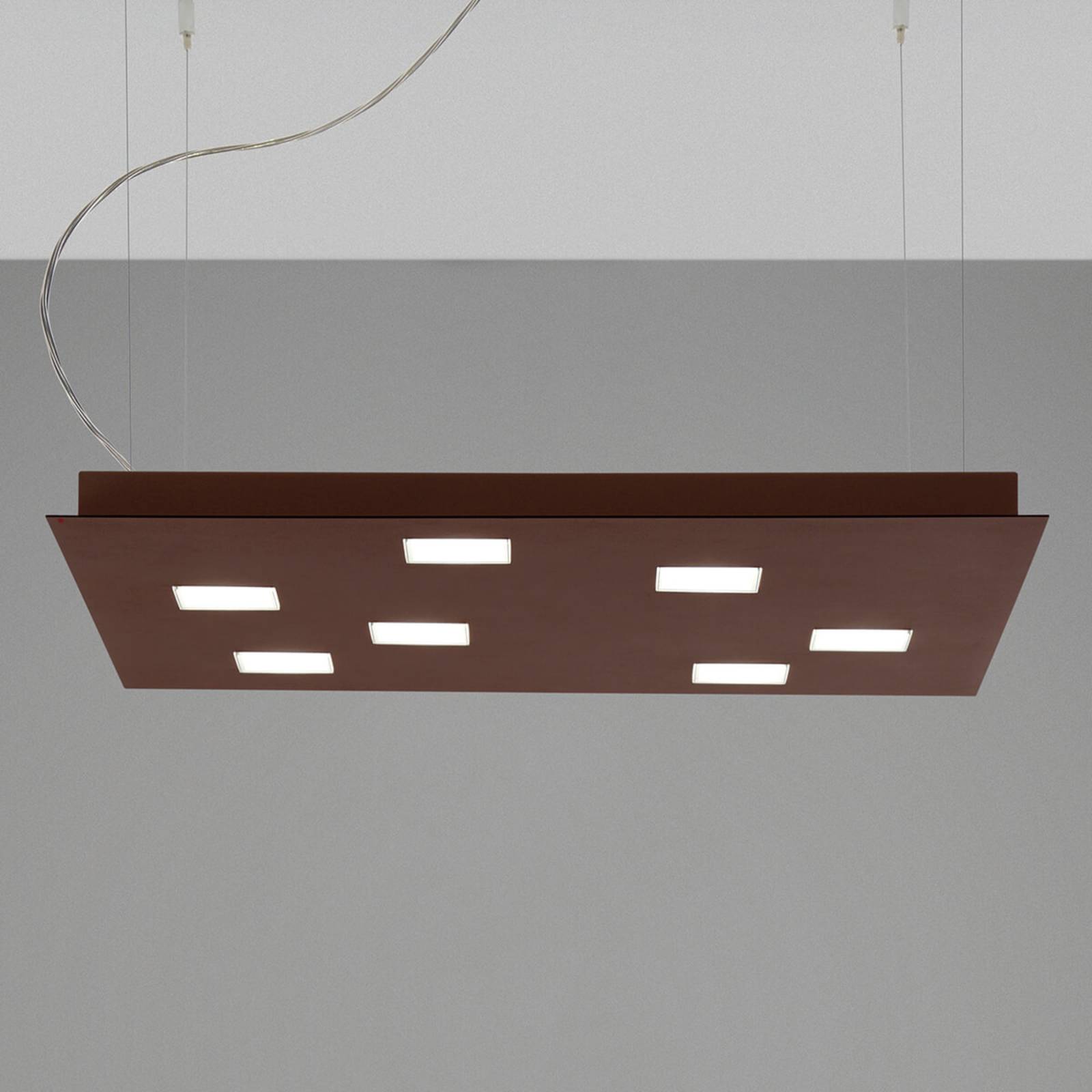 Fabbian Suspension LED Quarter carrée brune