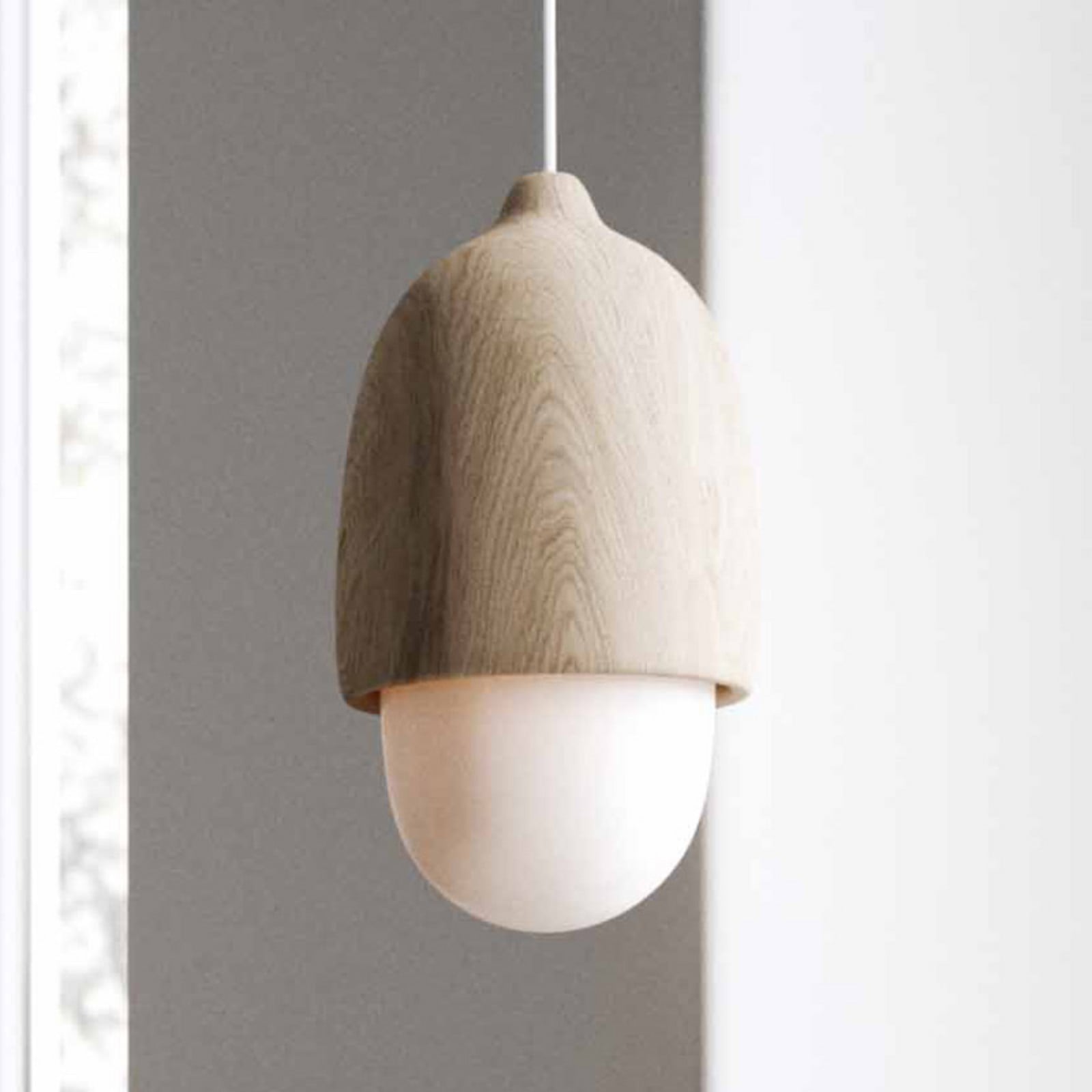 Terho Pendel Small Natural/White Opal Terho S MATER - Stue - Design - Træ - Med én lyskilde