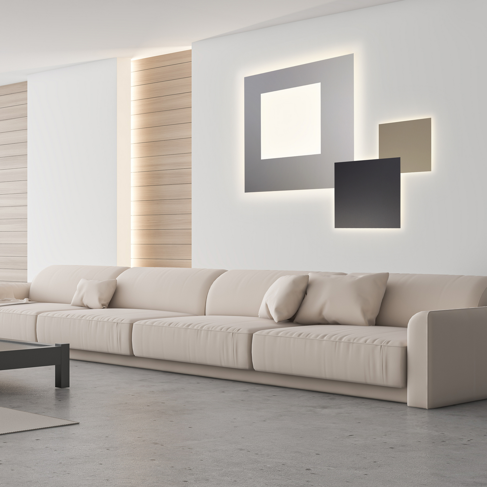 LED-væglampe BLADE Q, taupe, 44 x 44 cm, metal, dæmpbar