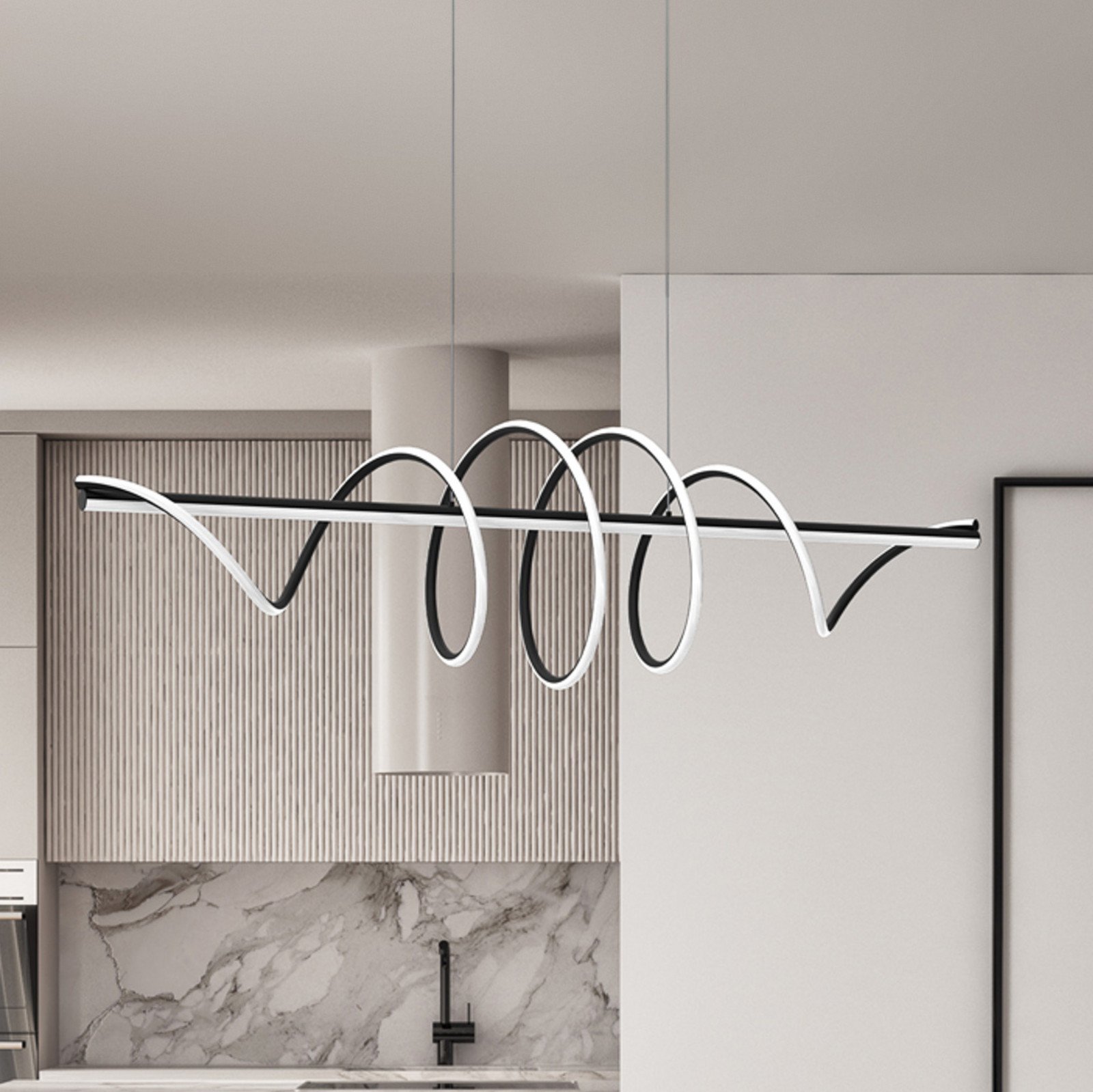 Eko-Light Lampă suspendată LED Twist plastic negru 30 W lungime 110 cm - Camera de zi / sufragerie - Modern