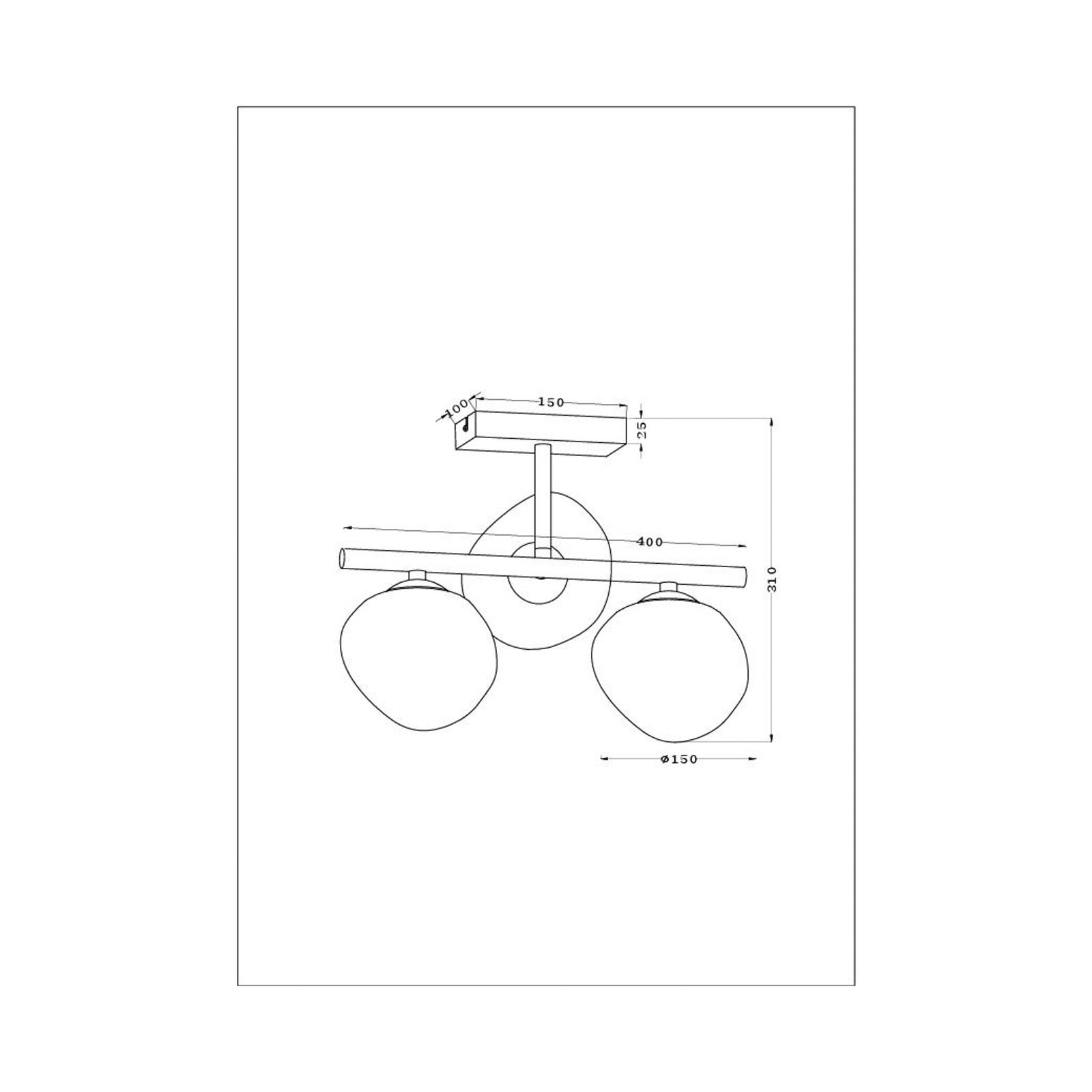 Canopus plafondlamp, meerkleurig, 3-lamps, glas, E14