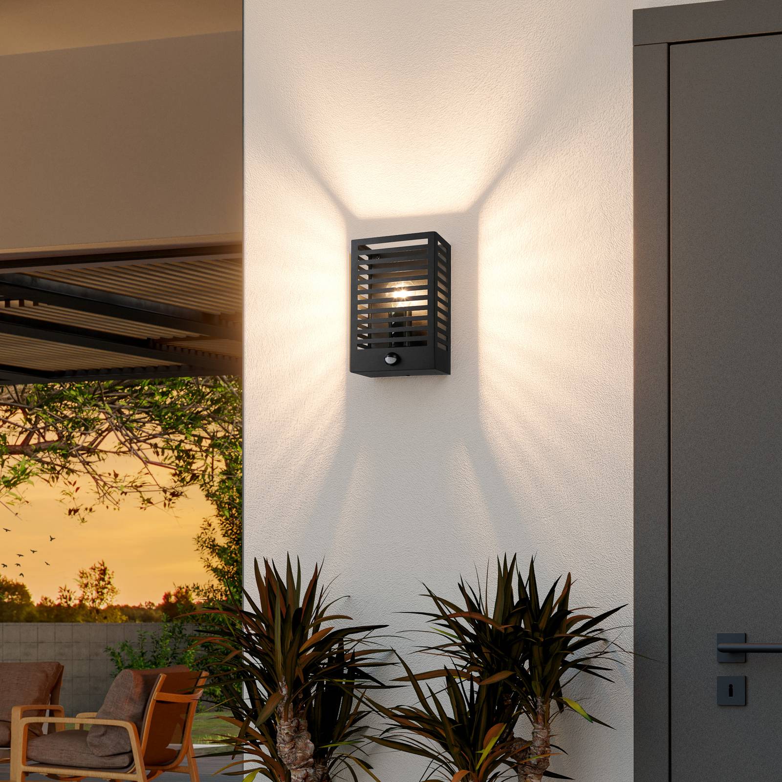 Außenwandleuchte Alamonte 3, schwarz, mit Sensor günstig online kaufen