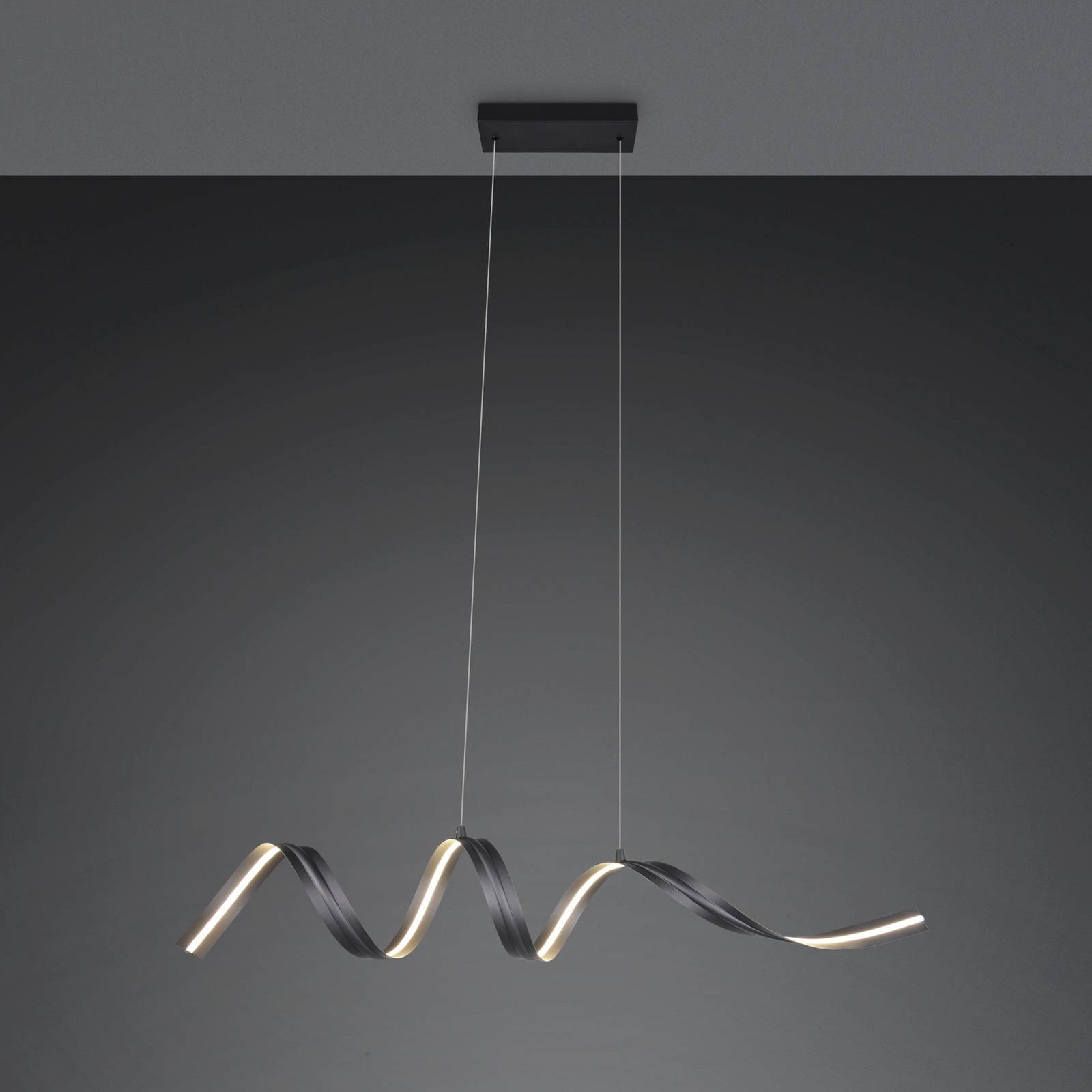 Reality Leuchten LED hanglamp Tivor, zwart, metaal, 3.000 K