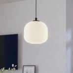 Candeeiro suspenso Mantunalle, Ø 20 cm, preto/branco, vidro