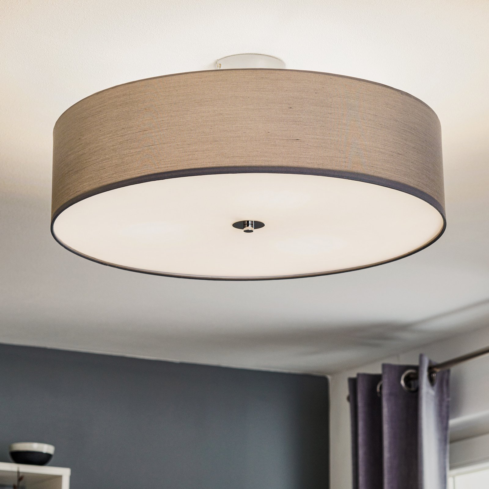 Andria textile ceiling lamp, 60 cm, light grey