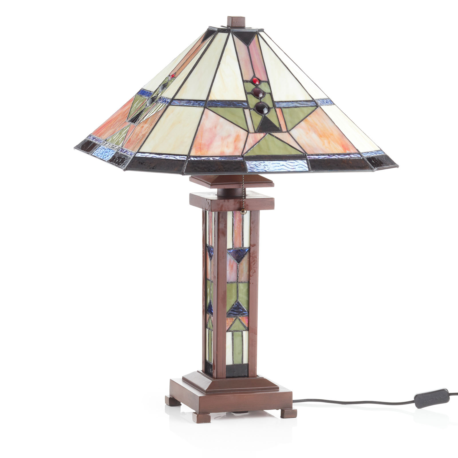 Stolná lampa Leondra v štýle Tiffany