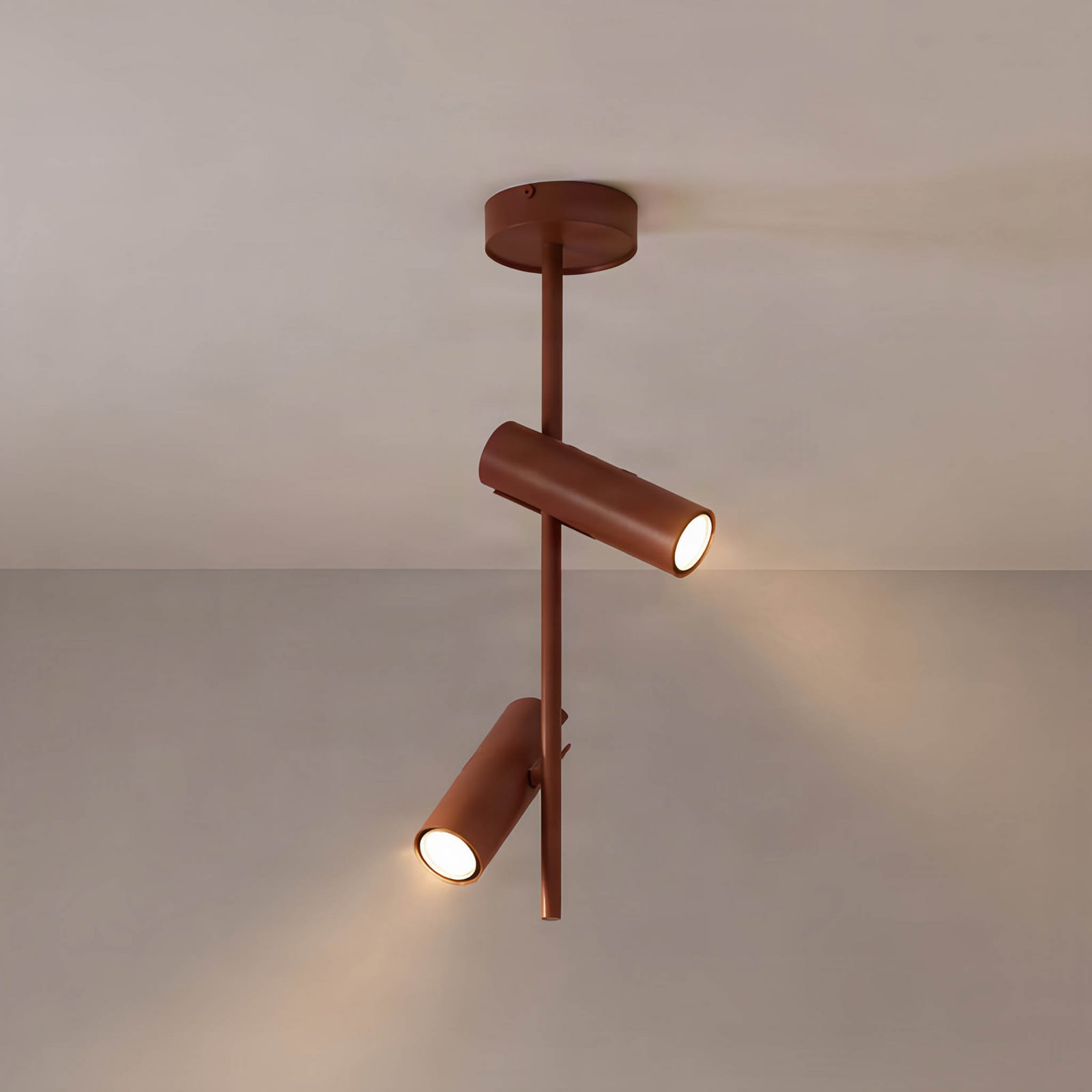 Leda 2 mennyezeti spotlámpa, téglavörös, 2 izzós, magasság 55 cm