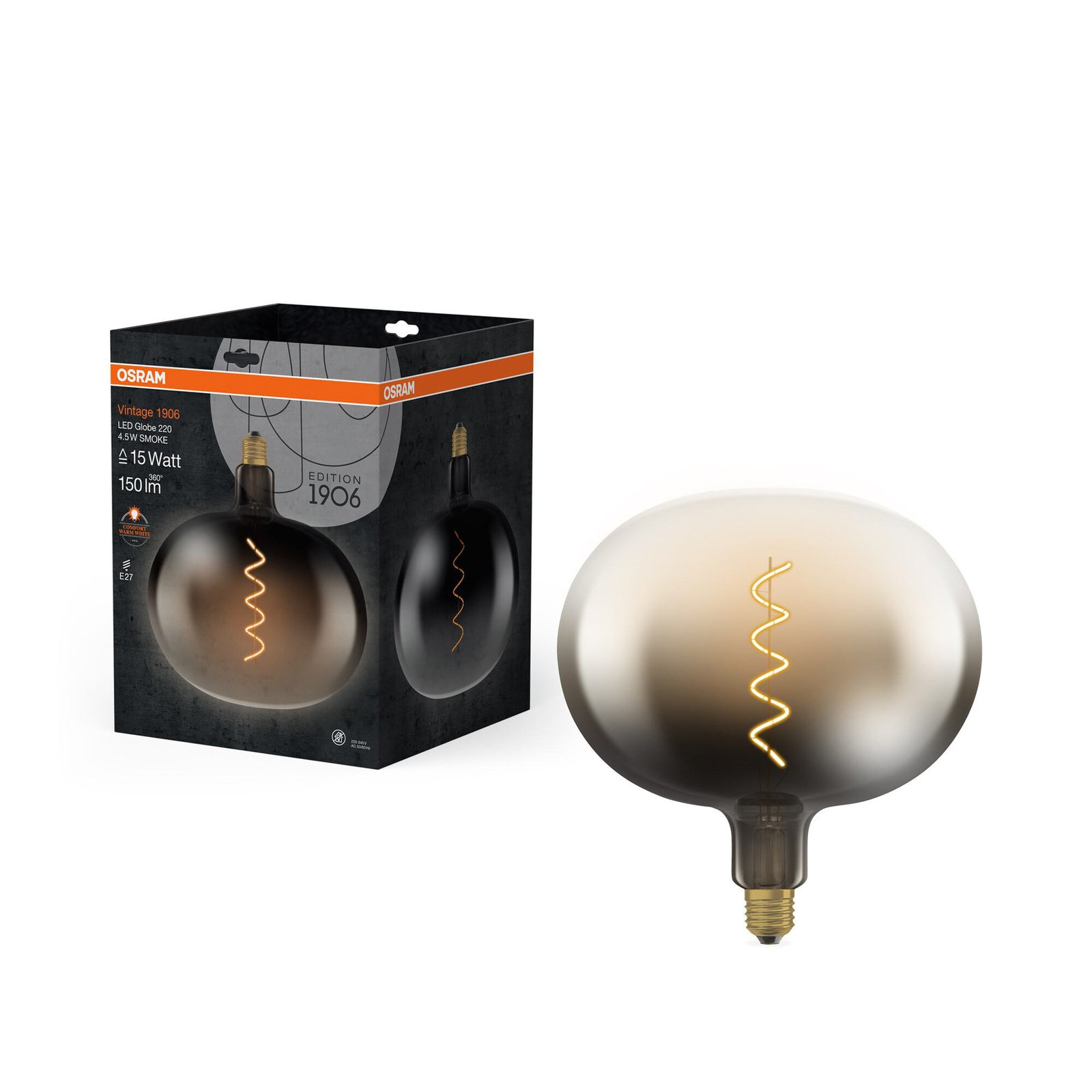 OSRAM LED Vintage 1906 Big Globe E27 4,5W 818 žárovka kouřová