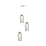 Suspension Nora, blanc, transparent 3 lampes, rond, verre