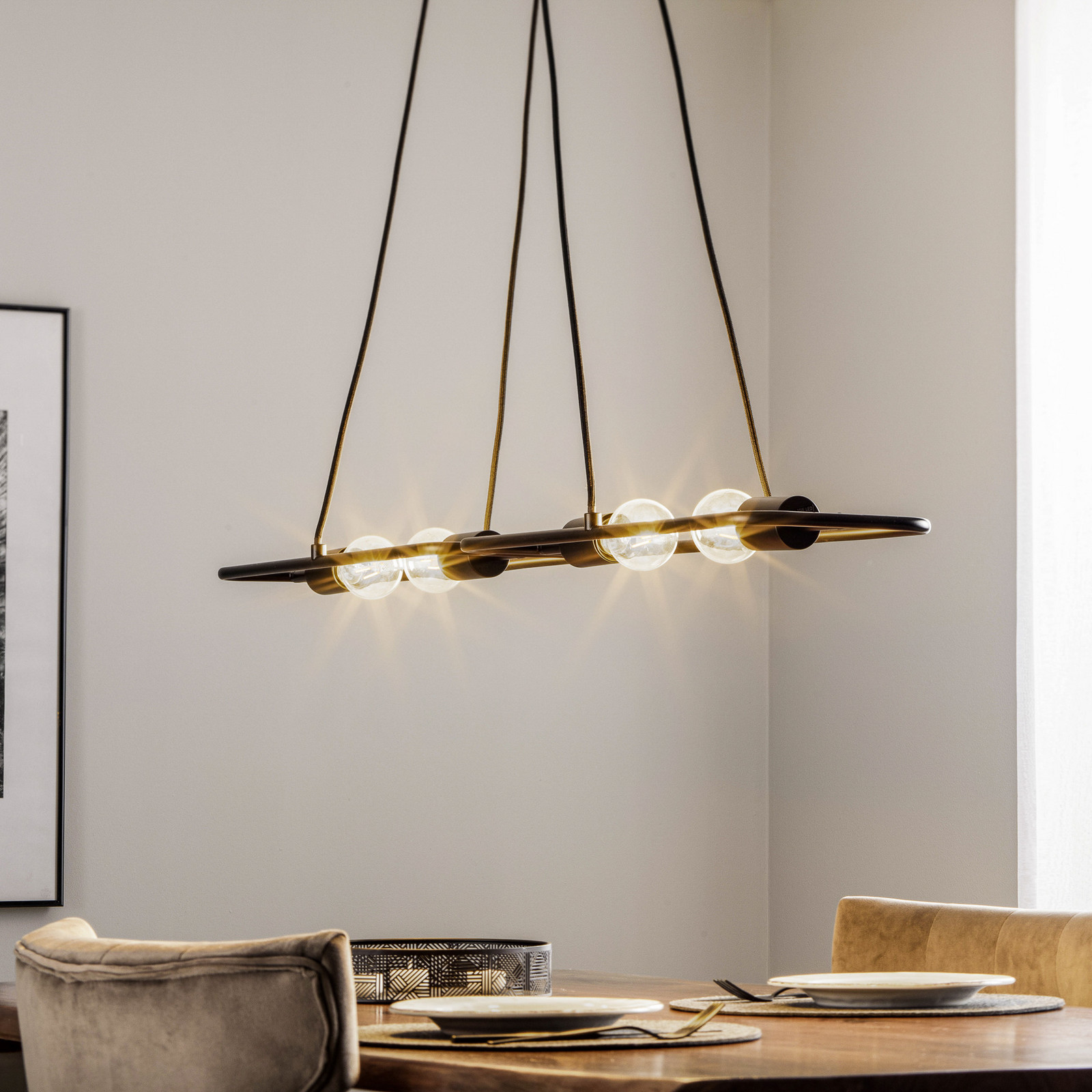 Lucande Tornike lampă suspendată 4 becuri oțel - Camera de zi / sufragerie - design - negru mat - Metal