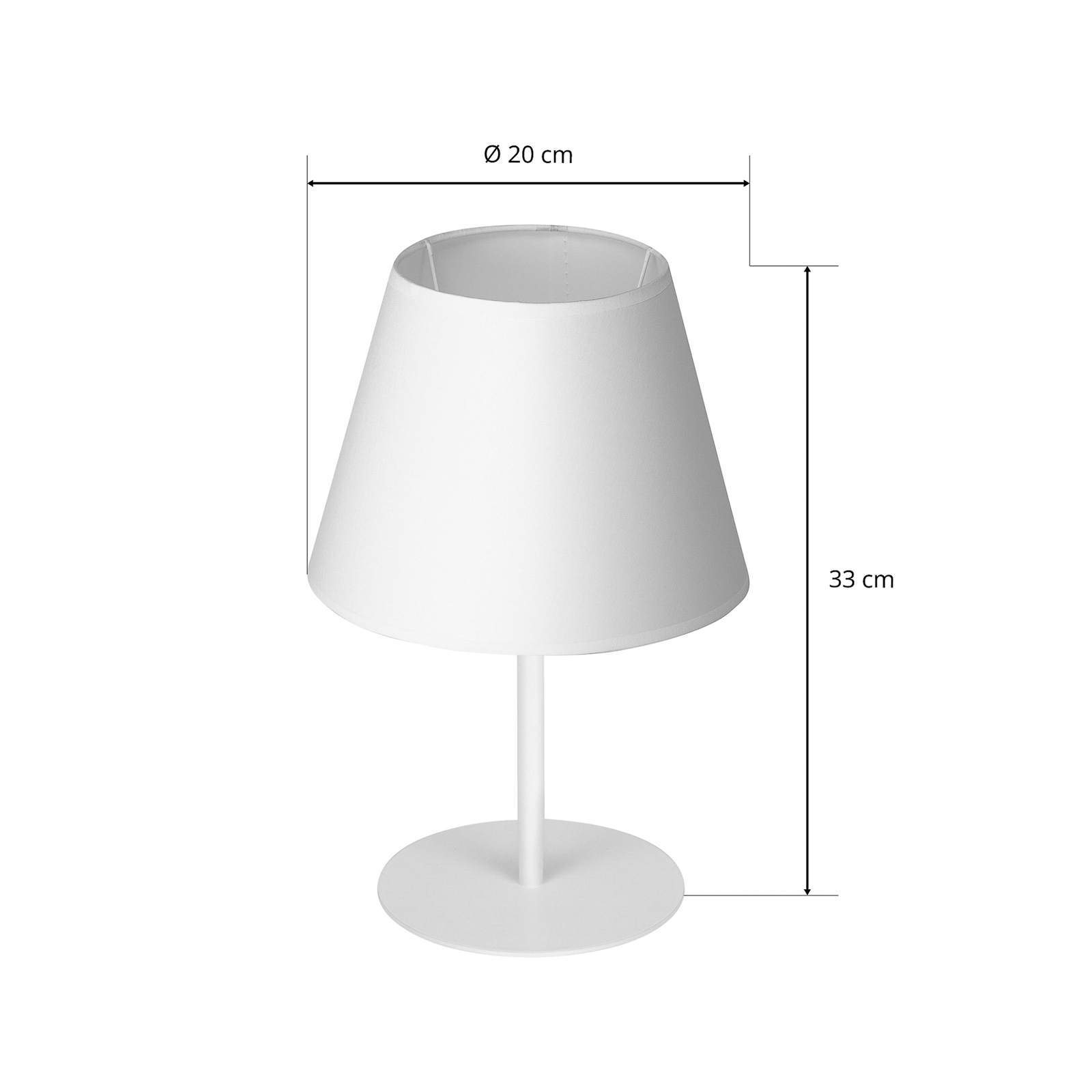 Stolní lampa Soho, kónická výška 33 cm, bílá