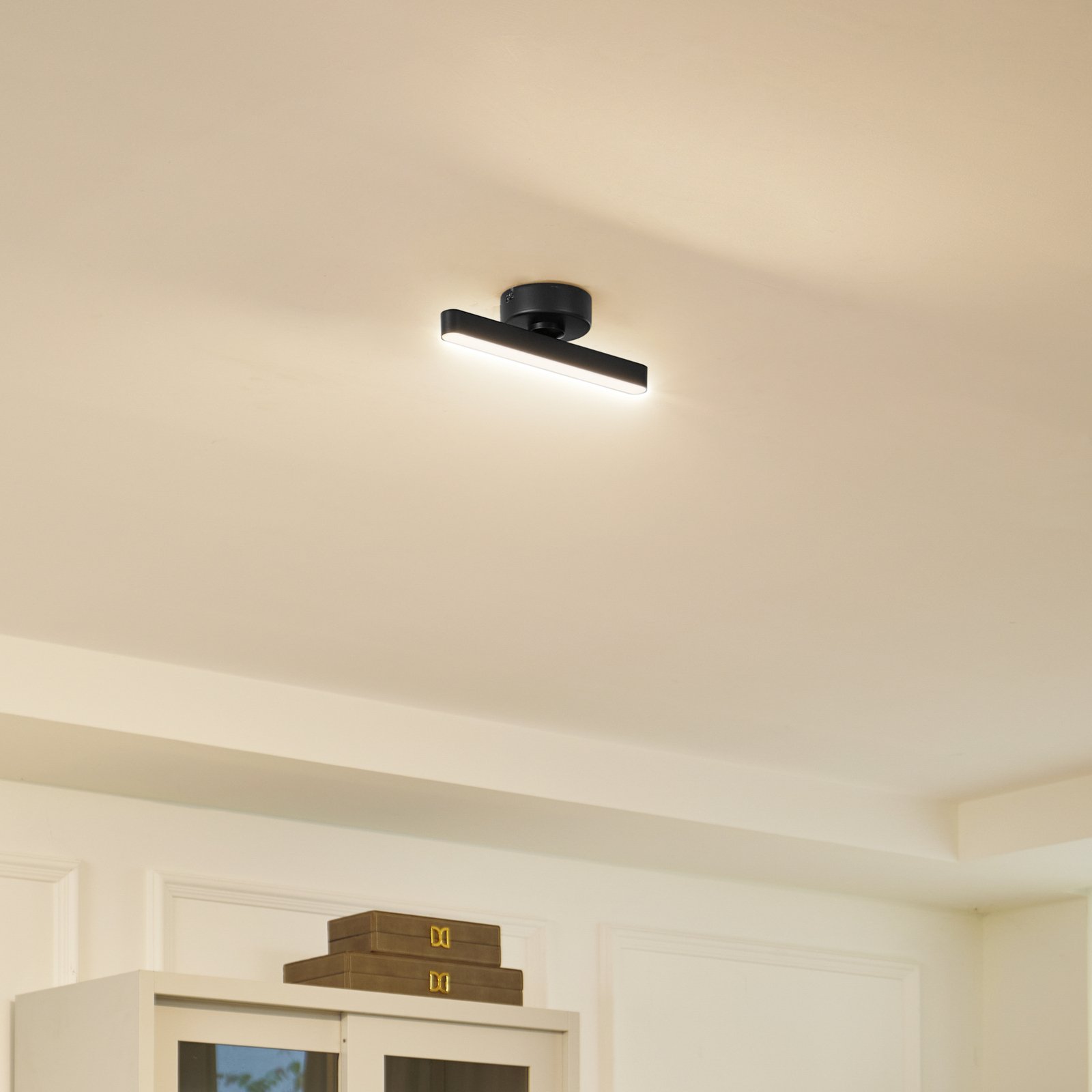 Lindby LED ceiling light Eldrin, 1-bulb, black, iron