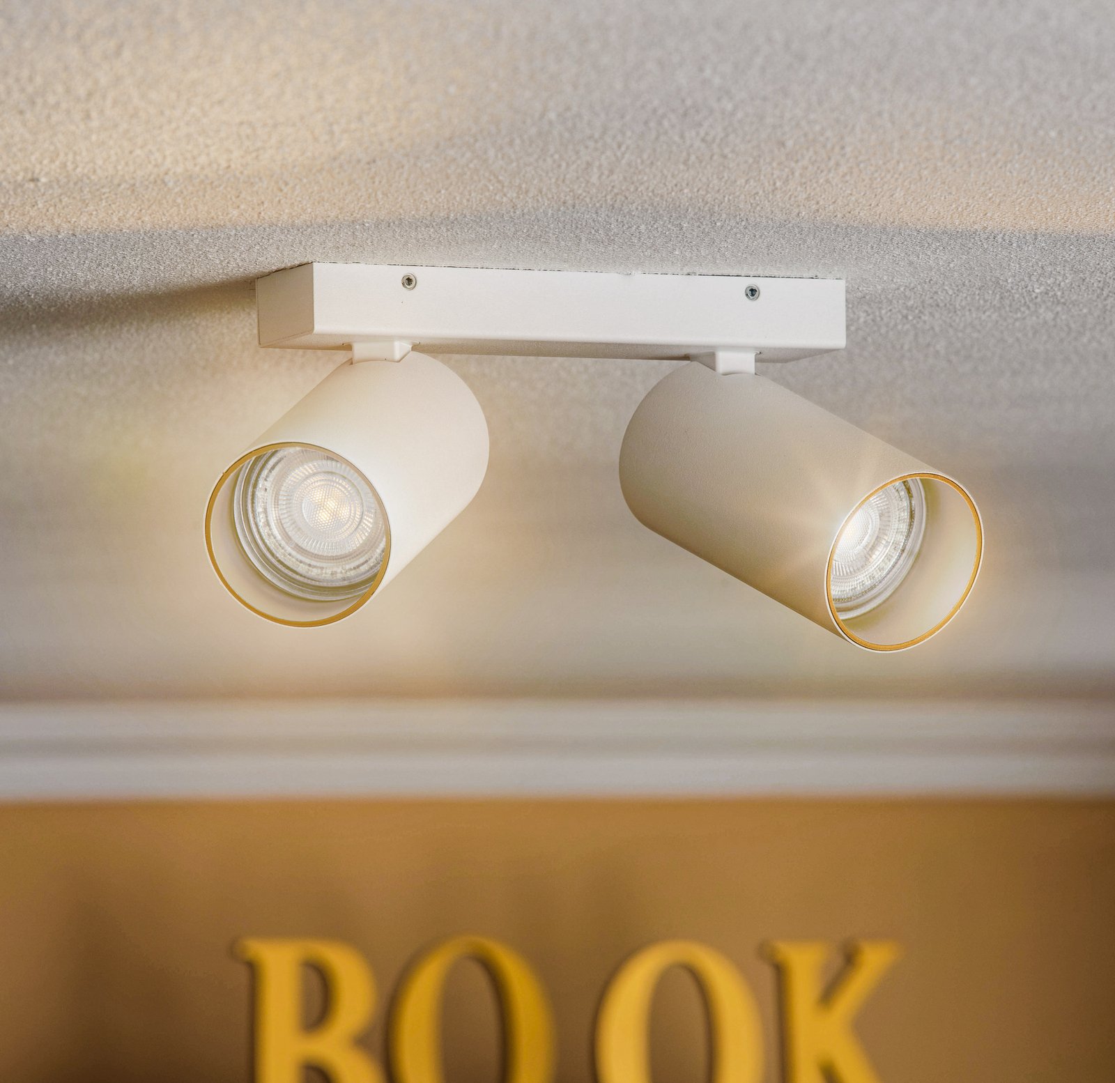 Mono II ceiling spotlight white/inside gold 2-bulb