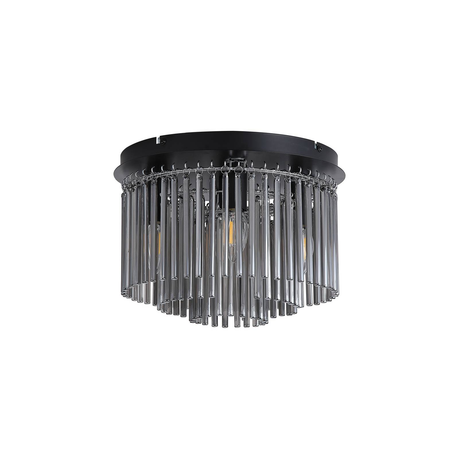 Deckenlampe Swizzle, schwarz/rauchgrau, Ø 32 cm, Glas/Metall