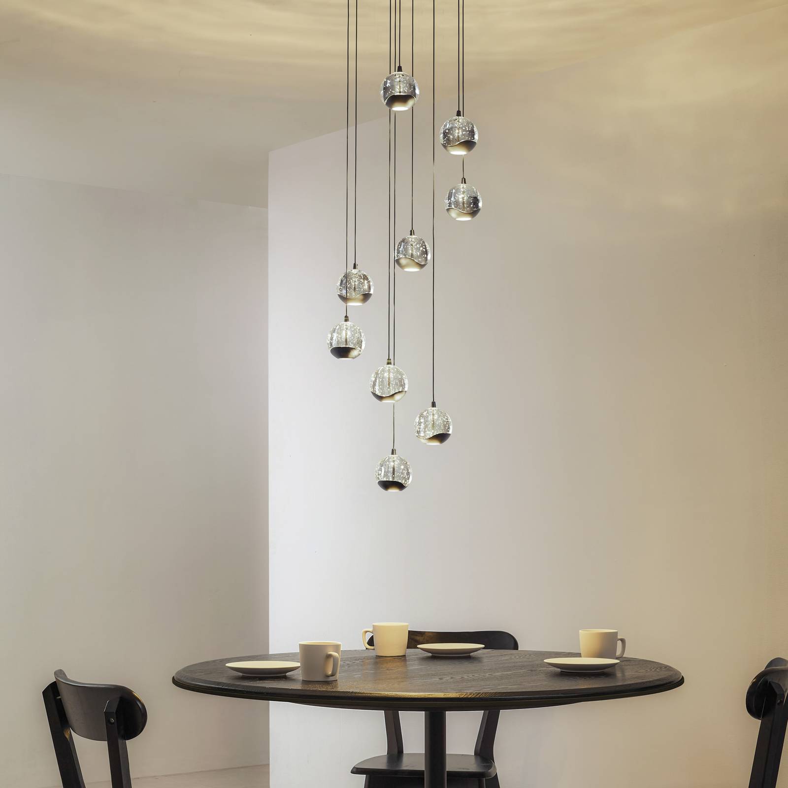 Lucande LED-Hängelampe Hayley, schwarz, 9-flg., Glas günstig online kaufen