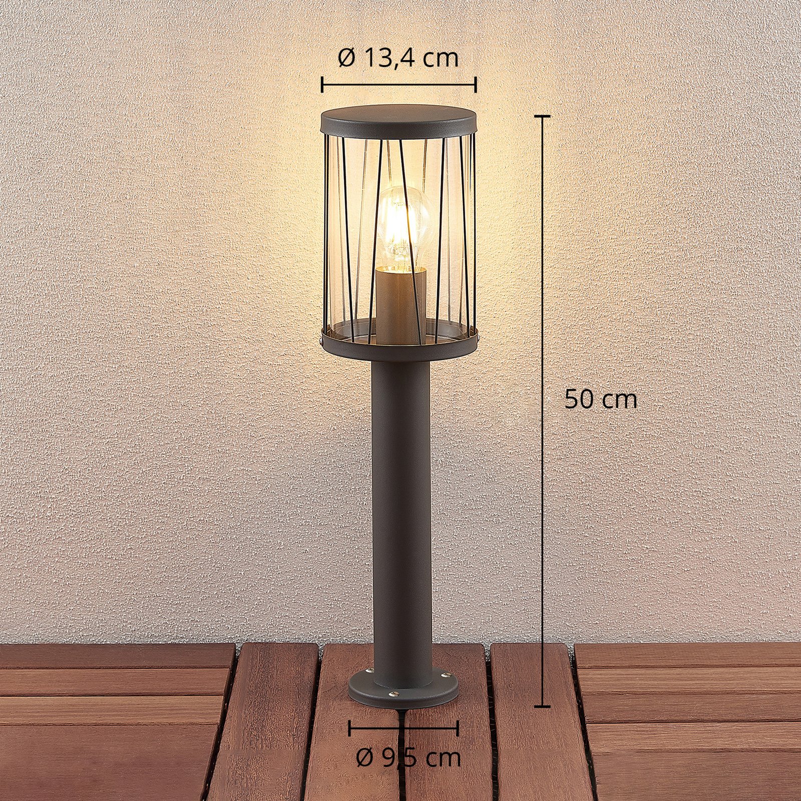 Yonan Outdoor Bollard  H60 Dark Grey/Clear - Lindby