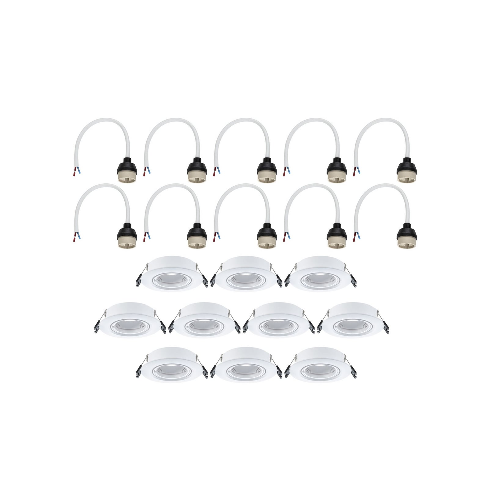Inbouwspot 92115 wit Ø 9 cm, dimbaar, 30° draaibaar, set van 10 stuks, GU10 Inbouwspot 92115 wit Ø 9 cm, dimbaar, 30° draaibaar, set van 10 stuks, GU10