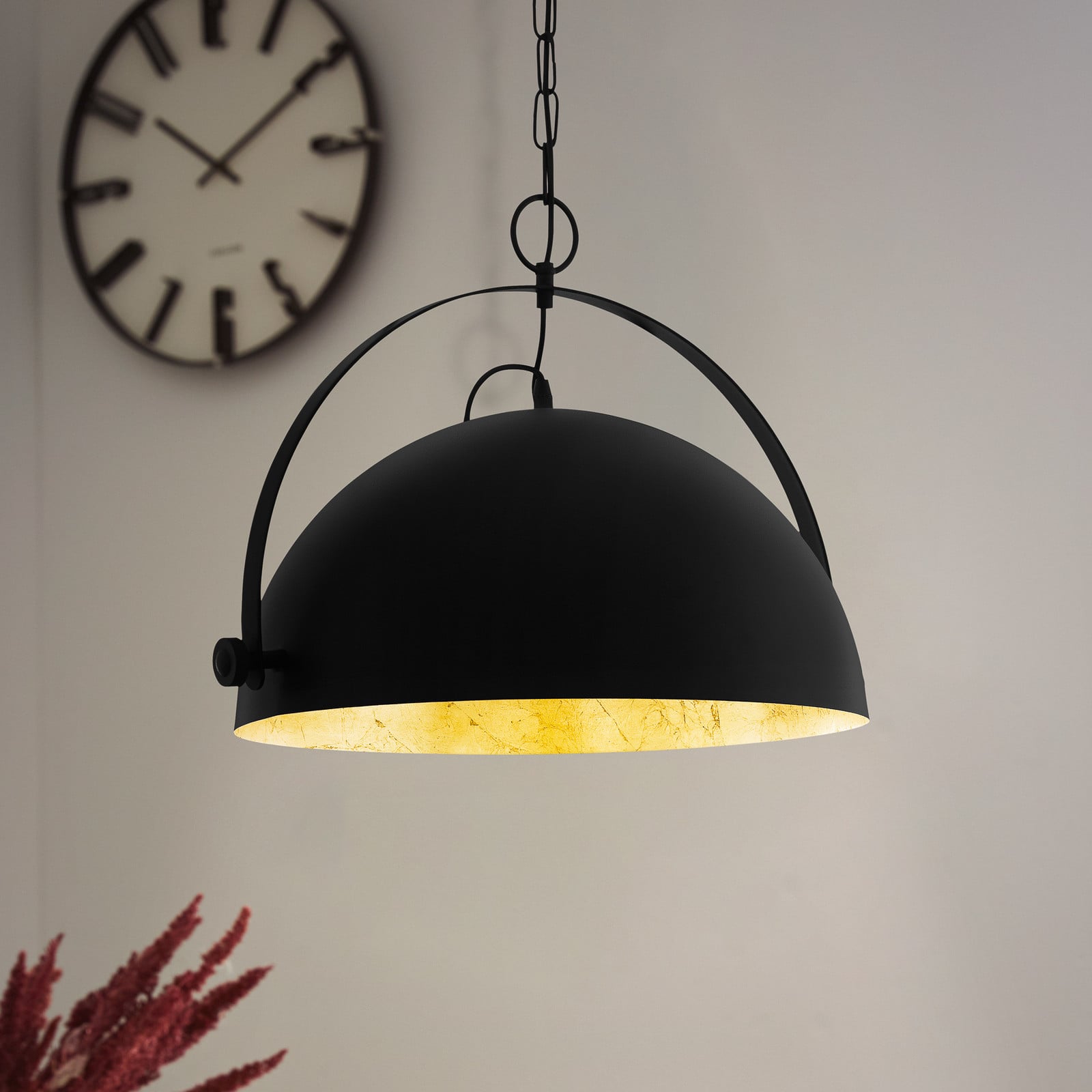 Lampă suspendată Covaleda din oțel negru/auriu