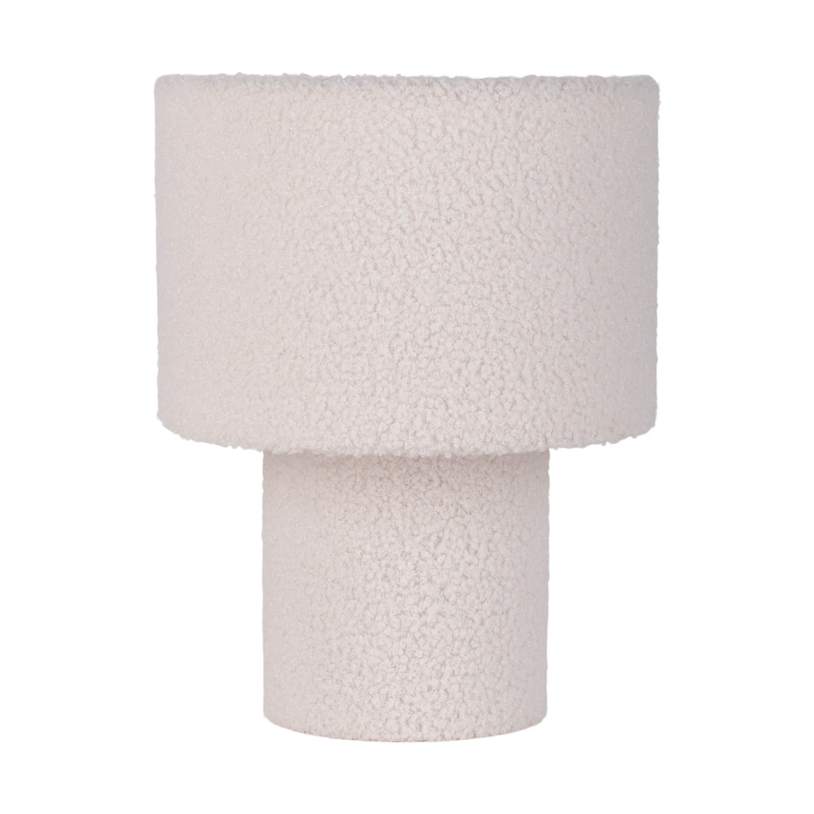 Fluffy table lamp, white, height 31 cm textile E27 cylindrical