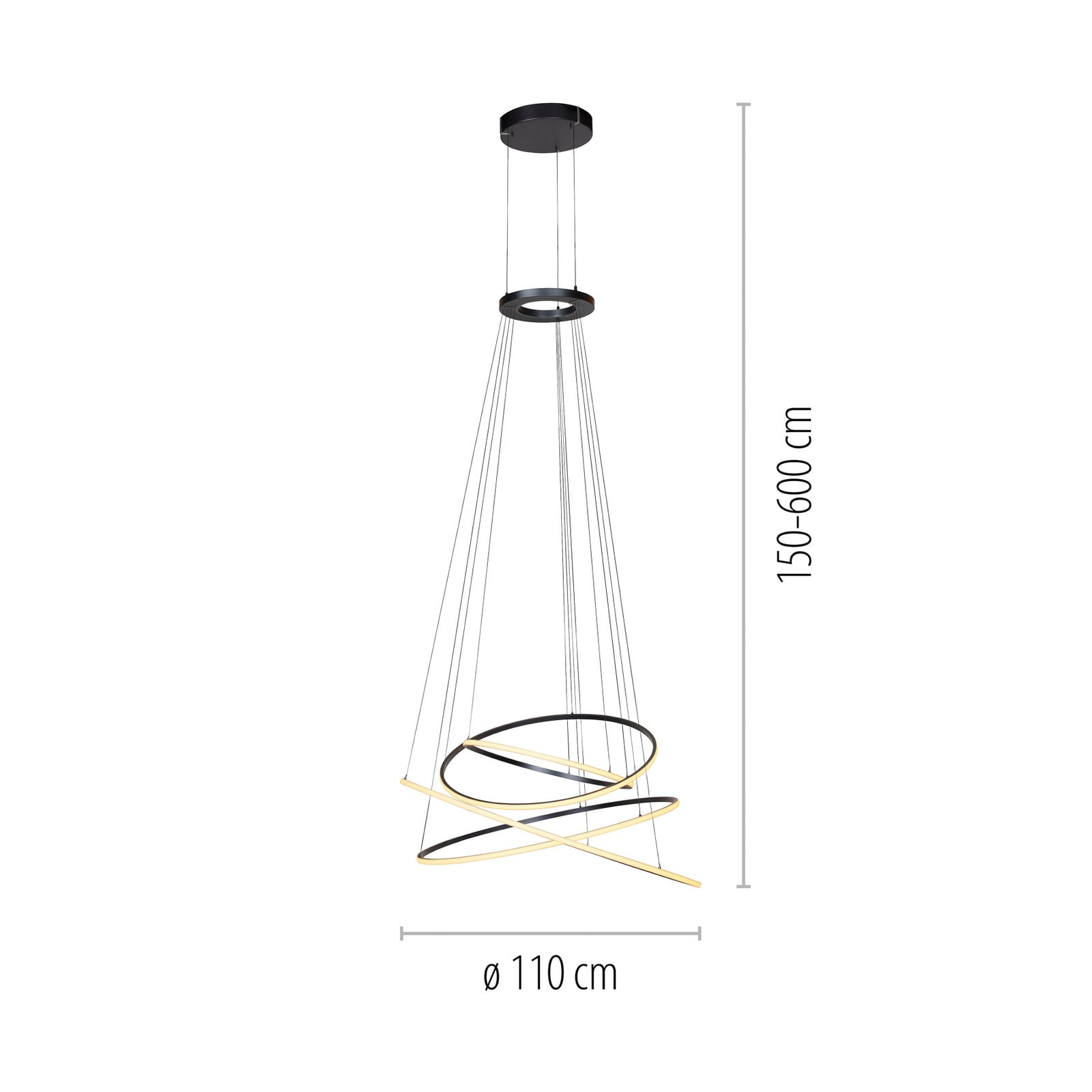 E-Flying Rings LED-Hängelampe mystic grey Ø110cm, CCT - PURE E-Flying Rings LED-Hängelampe mystic grey Ø110cm, CCT - PURE