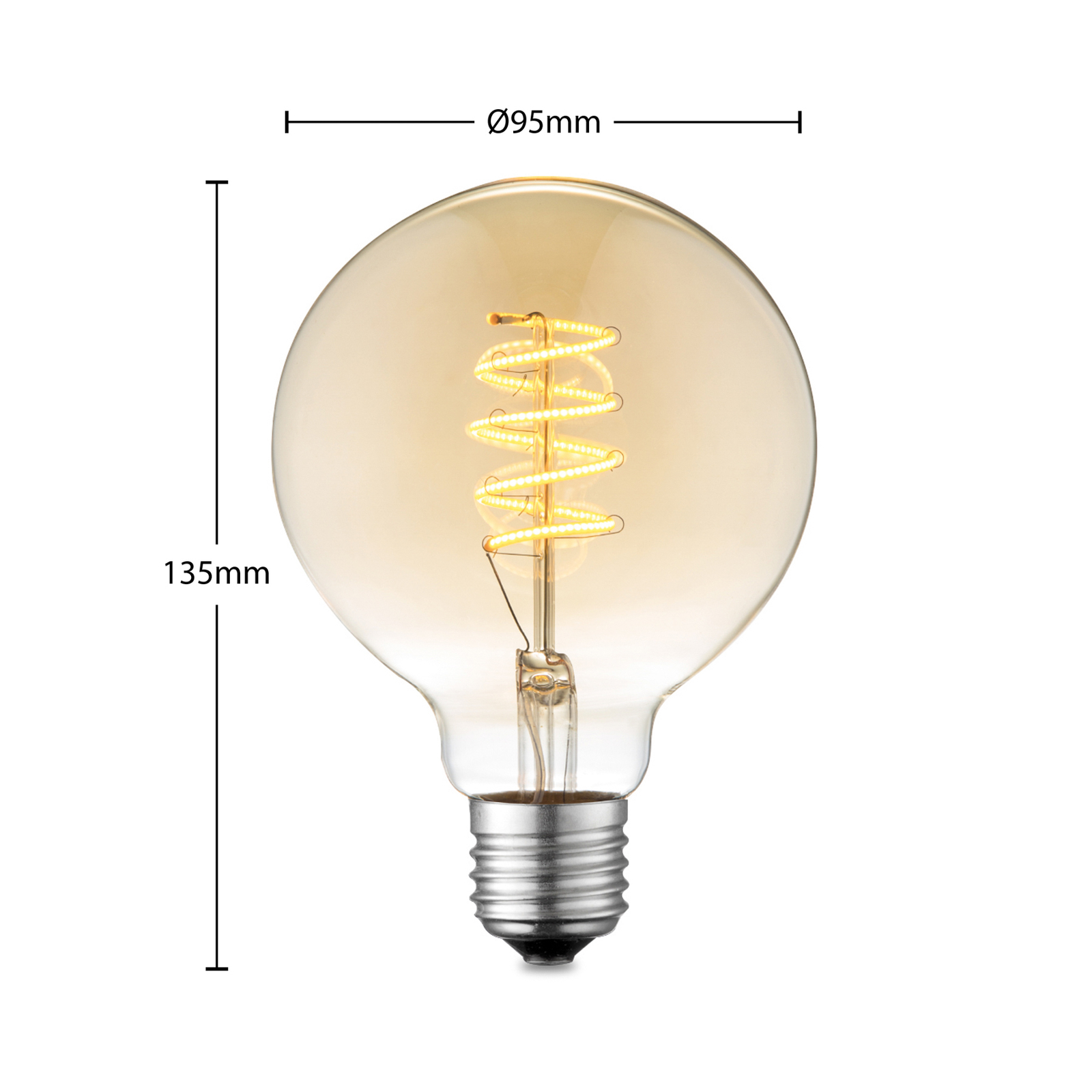 Lucande LED lamp E27 G95 4W 2.700 K dimbaar amber