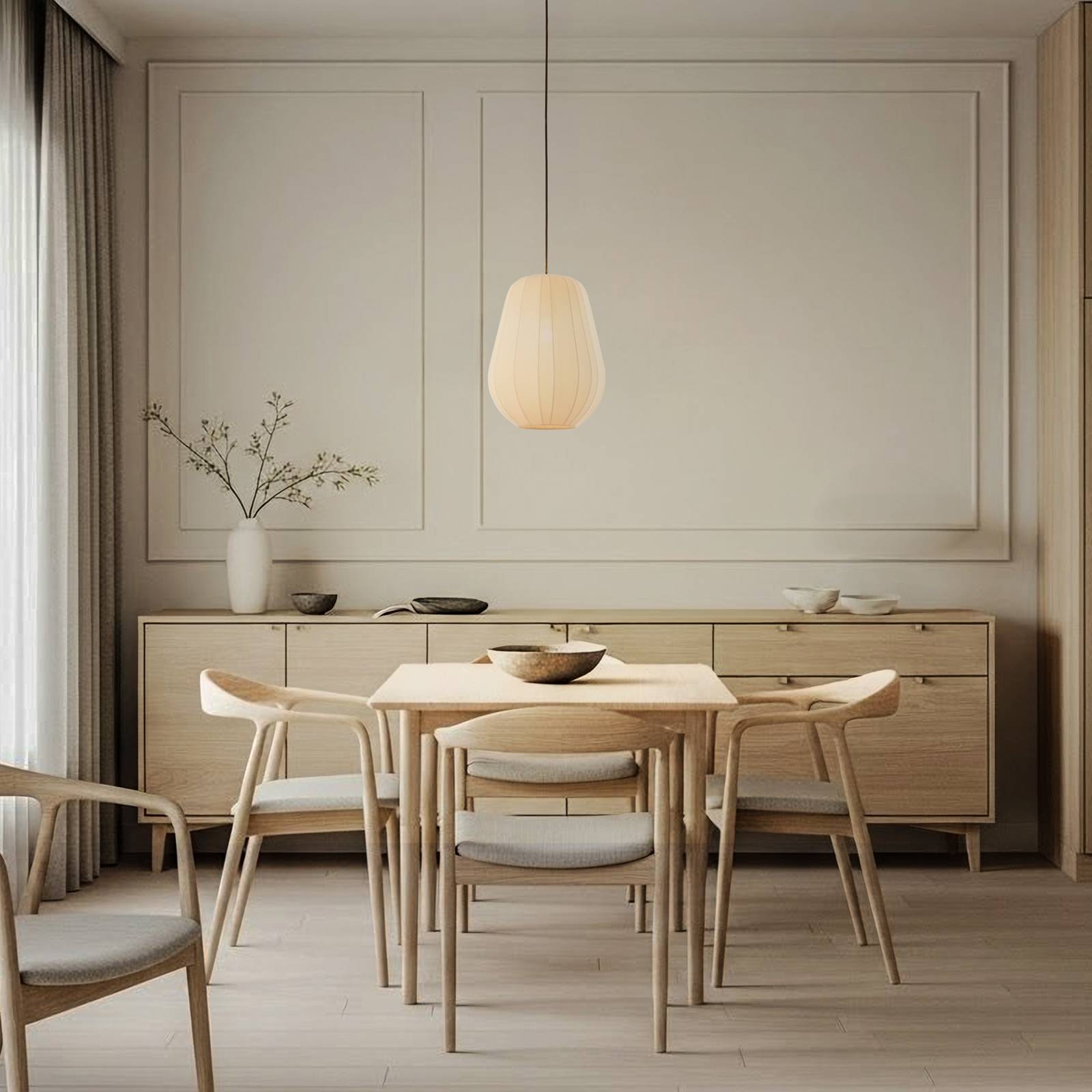 Lindby Hängeleuchte Helin, beige, Ø 30 cm, Stoff günstig online kaufen
